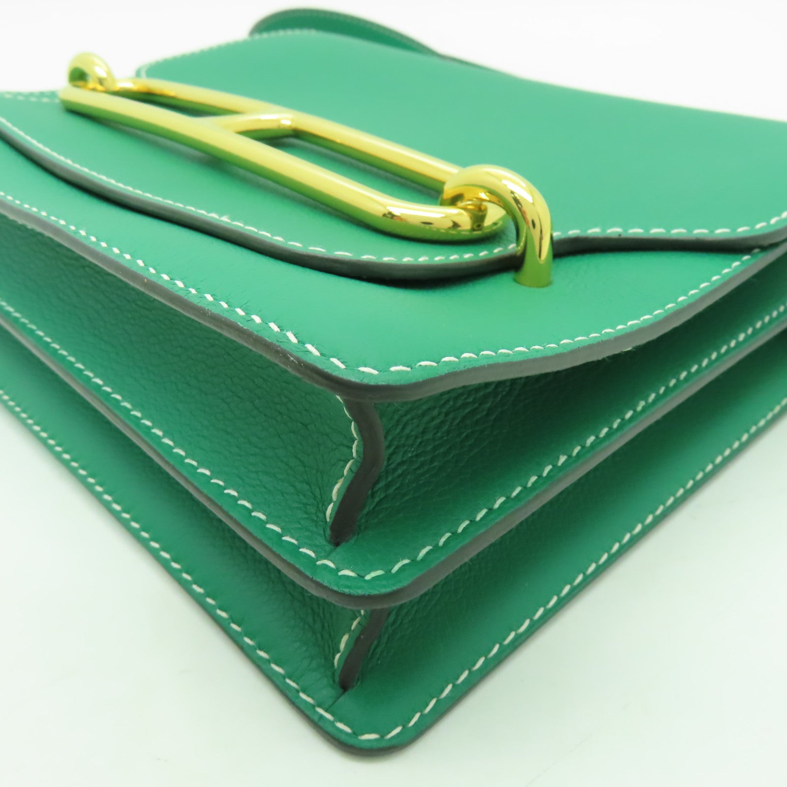 HERMES Evercolor皮革Roulis 23金扣肩背袋綠色