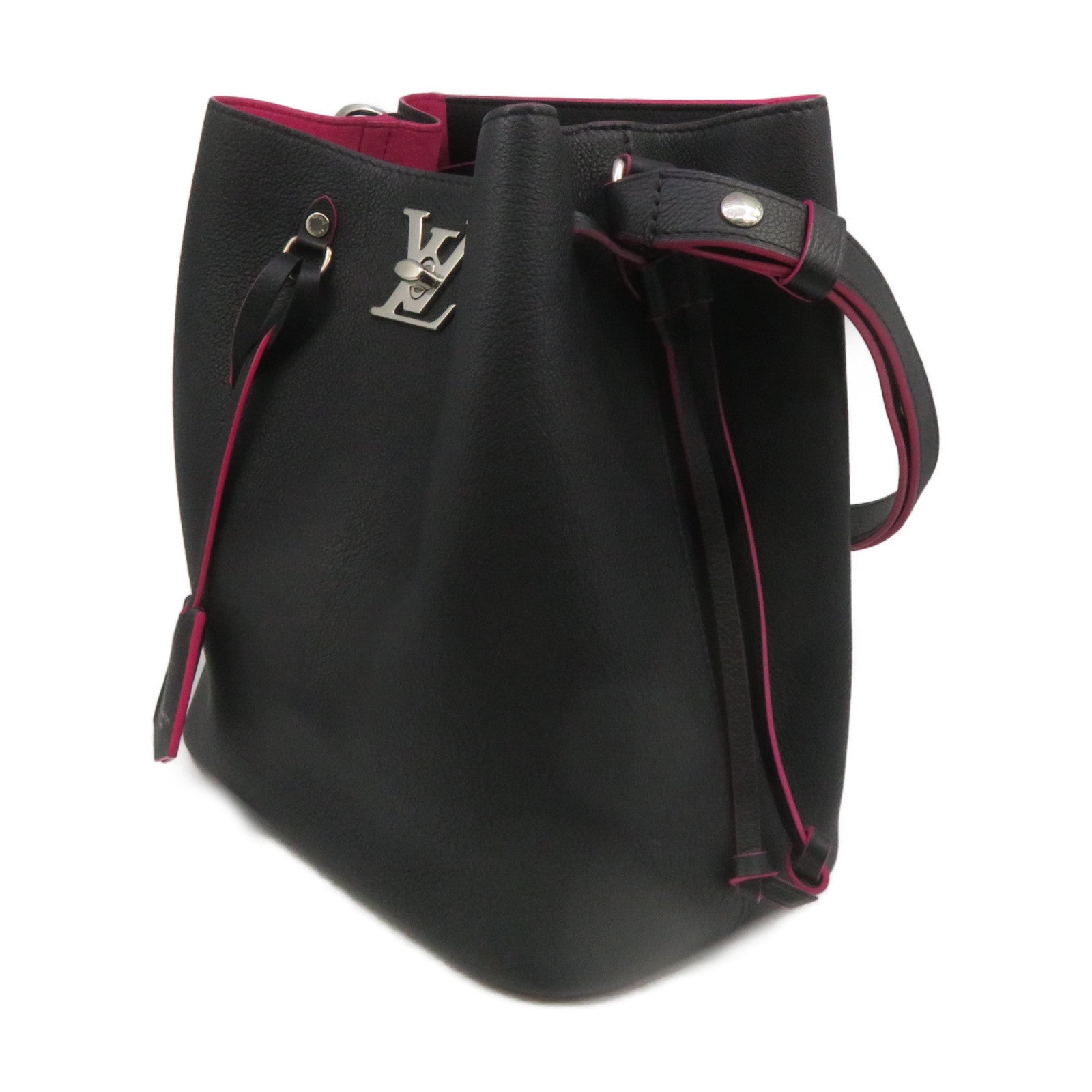 LOUIS VUITTON 【激減優惠】牛皮皮革Lockme Bucket Shoulder Bag肩背袋黑色