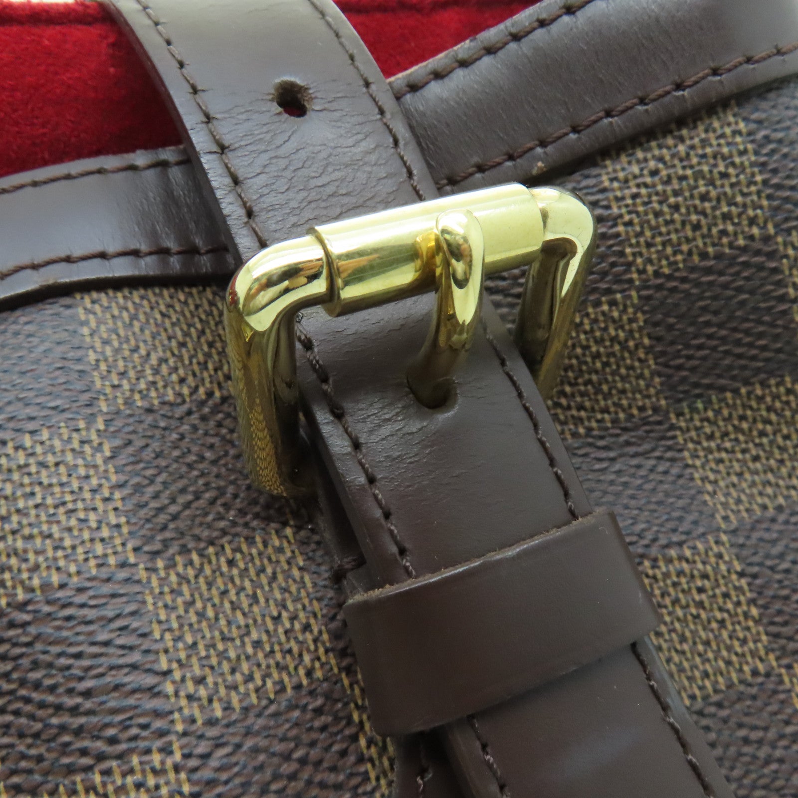 LOUIS VUITTON Damier Hampstead GM金扣手挽袋棕色