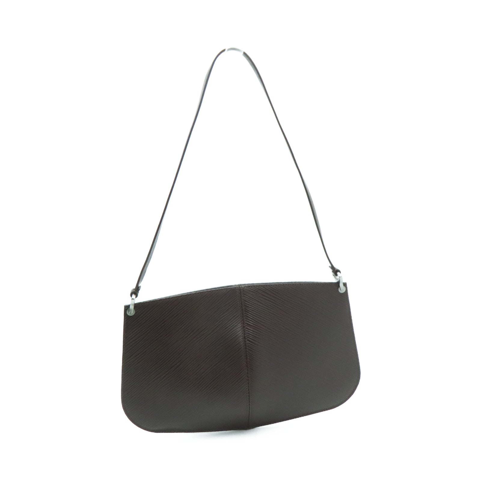 LOUIS VUITTON Epi Pochette Demi Lune銀扣手挽袋啡色