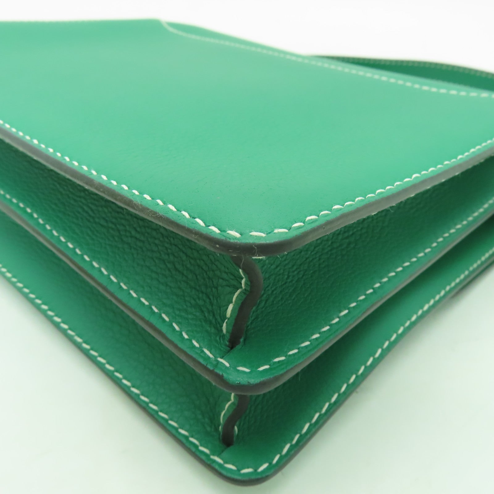 HERMES Evercolor皮革Roulis 23金扣肩背袋綠色