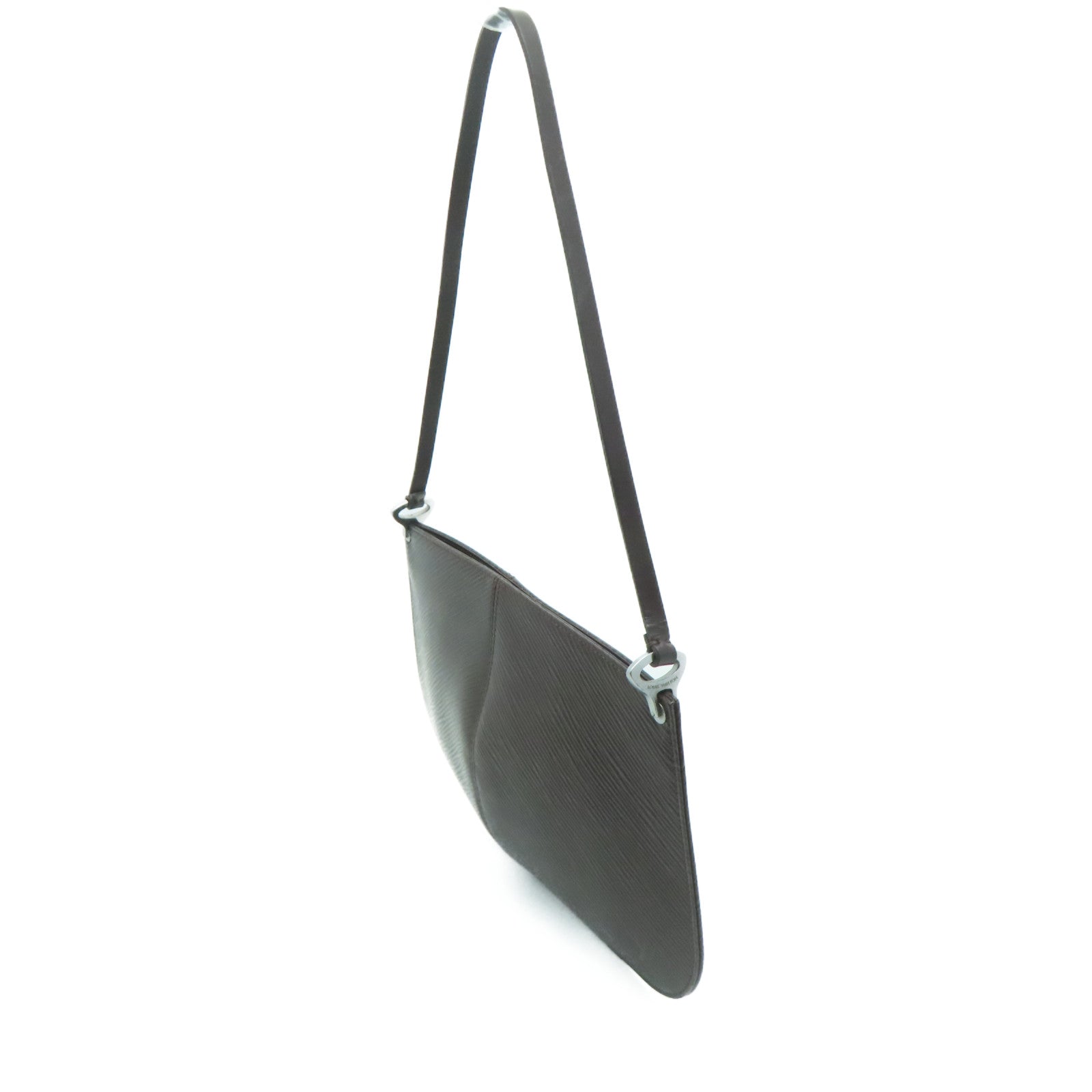 LOUIS VUITTON Epi Pochette Demi Lune銀扣手挽袋啡色