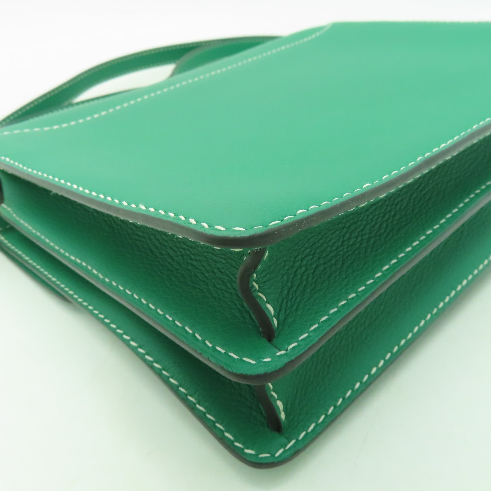HERMES Evercolor皮革Roulis 23金扣肩背袋綠色