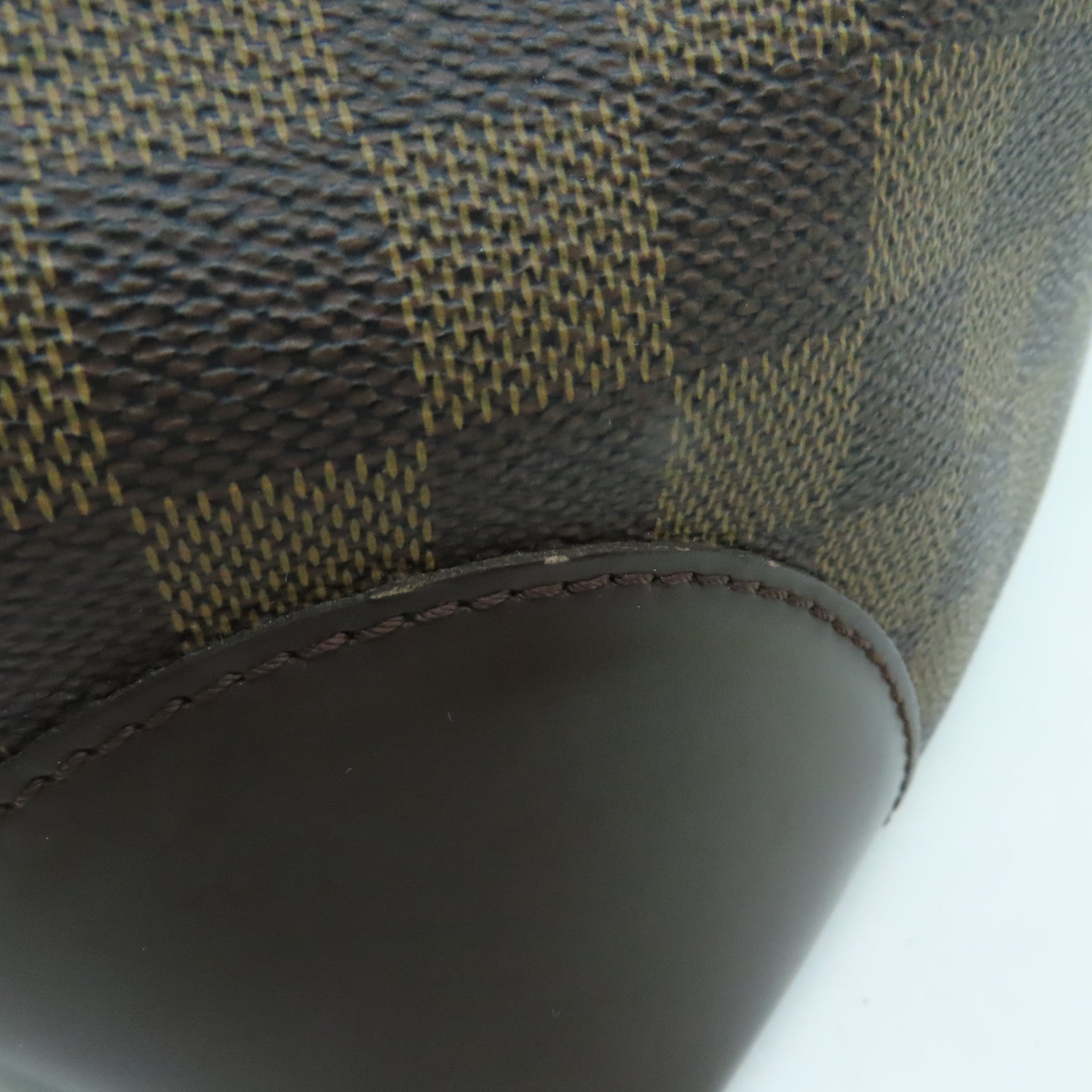LOUIS VUITTON Damier Hampstead GM金扣手挽袋棕色