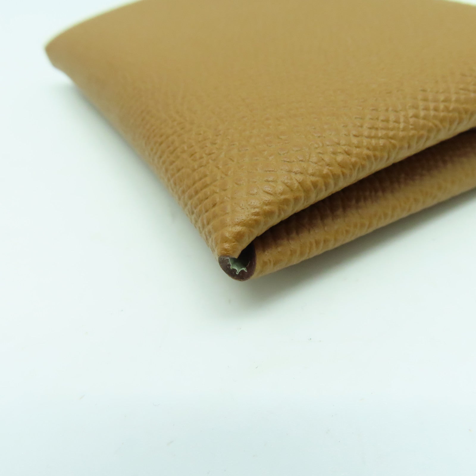 HERMES  Epsom皮革Calvi Duo銀扣卡片套Gold經典駝色