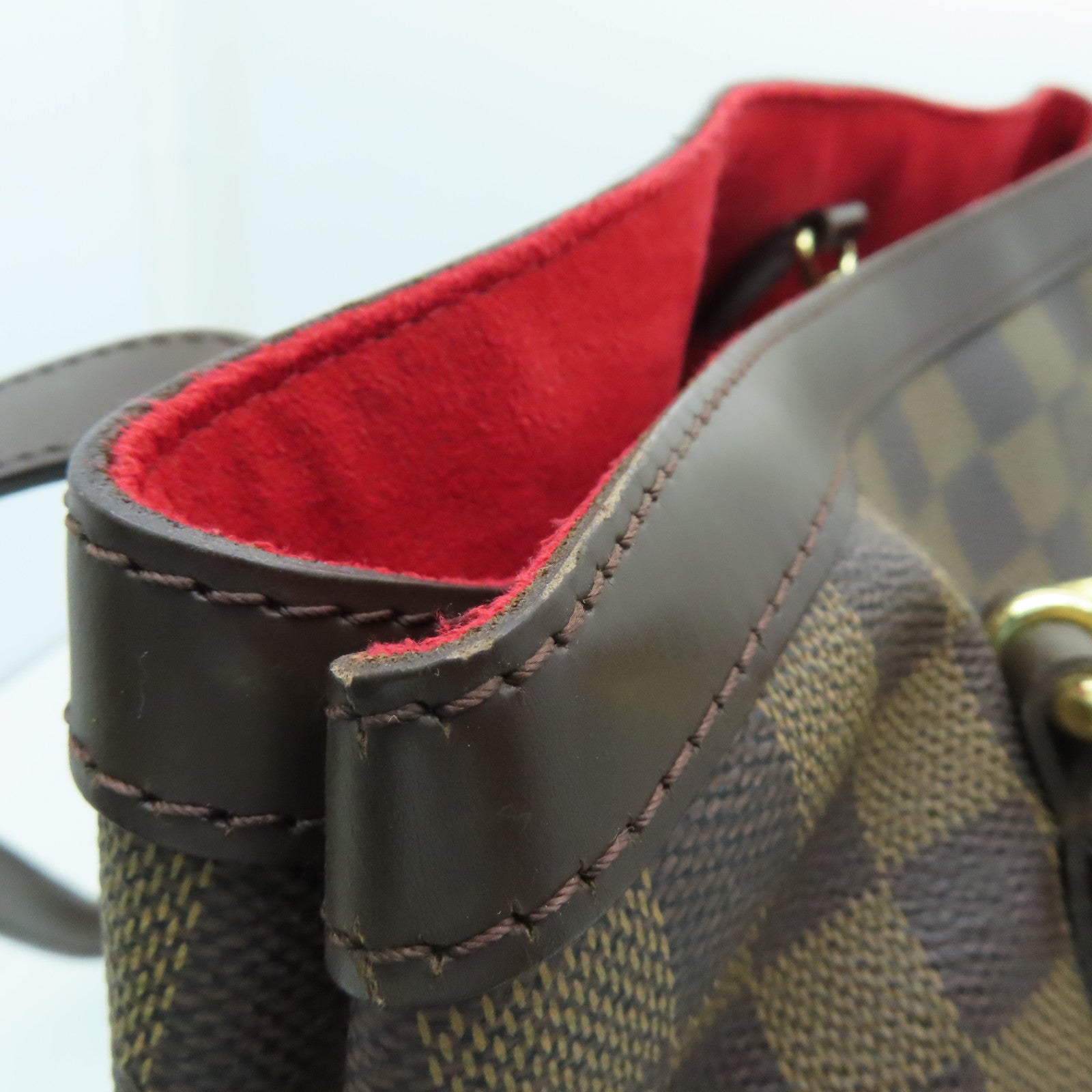 LOUIS VUITTON Damier Hampstead GM金扣手挽袋棕色