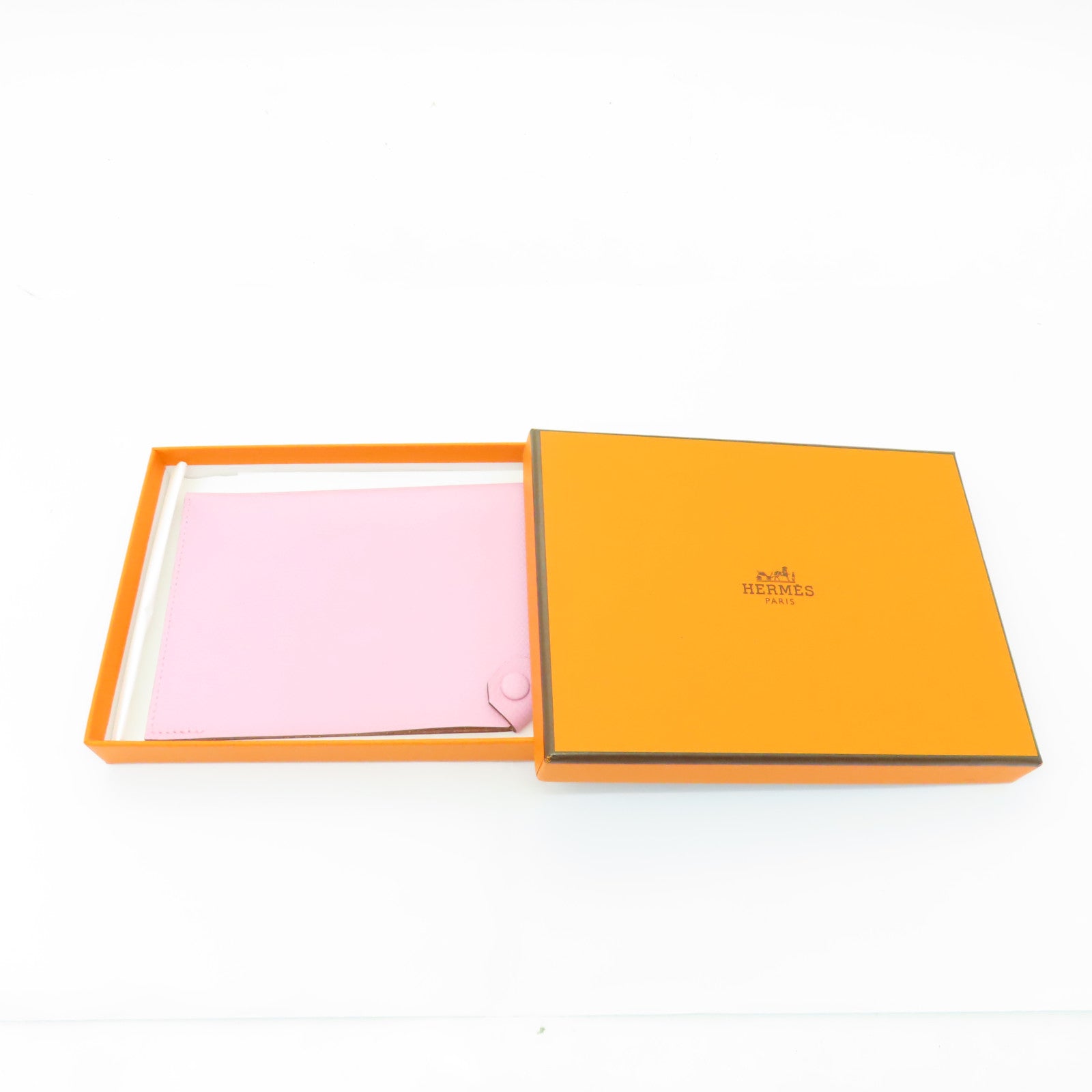 HERMES Epsom皮革Passbook Holder銀扣護照套Mauve Sylvestre粉紅色