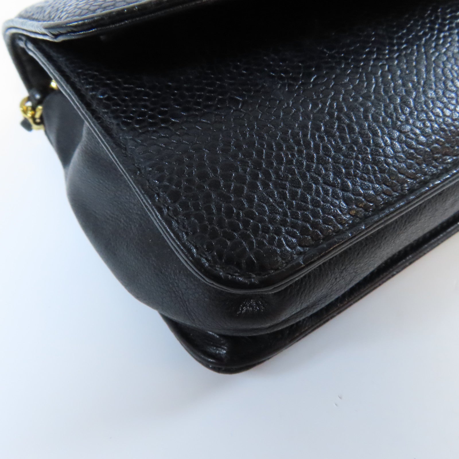 CHANEL Caviar皮革Chain Shoulder Bag金扣肩背袋黑色