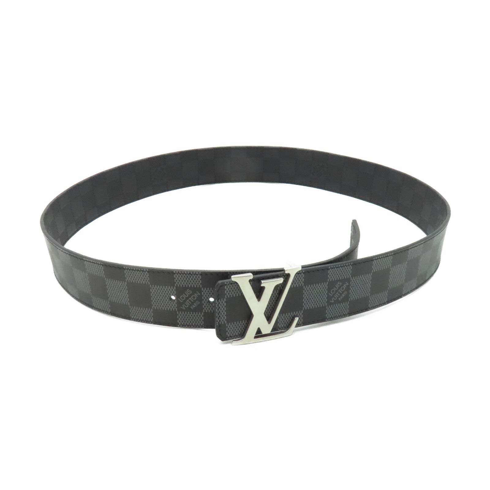 LOUIS VUITTON Damier Infini Reversible Belt銀扣皮帶黑白/灰色