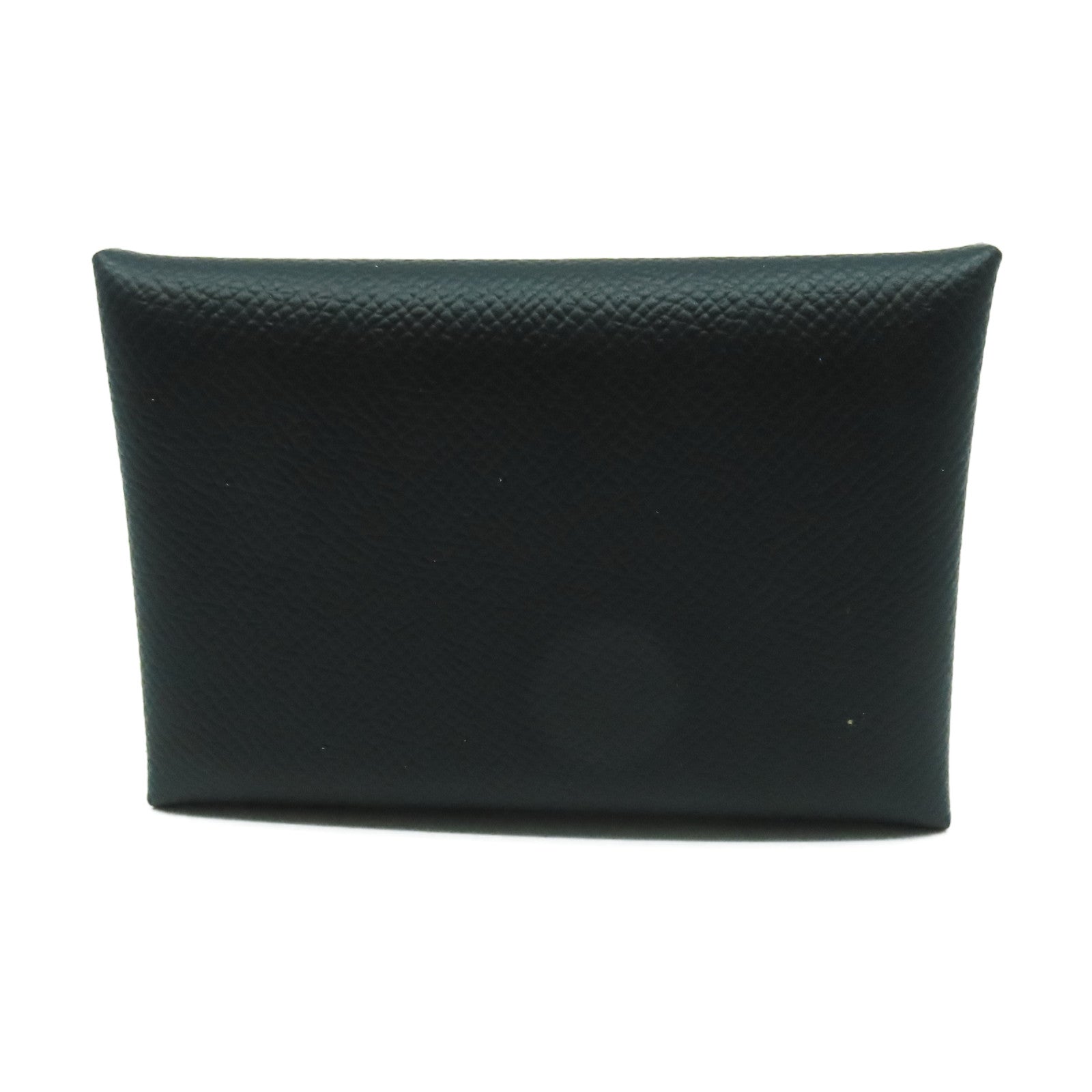 HERMES Epsom皮革Calvi Duo銀扣卡片套Noir黑色
