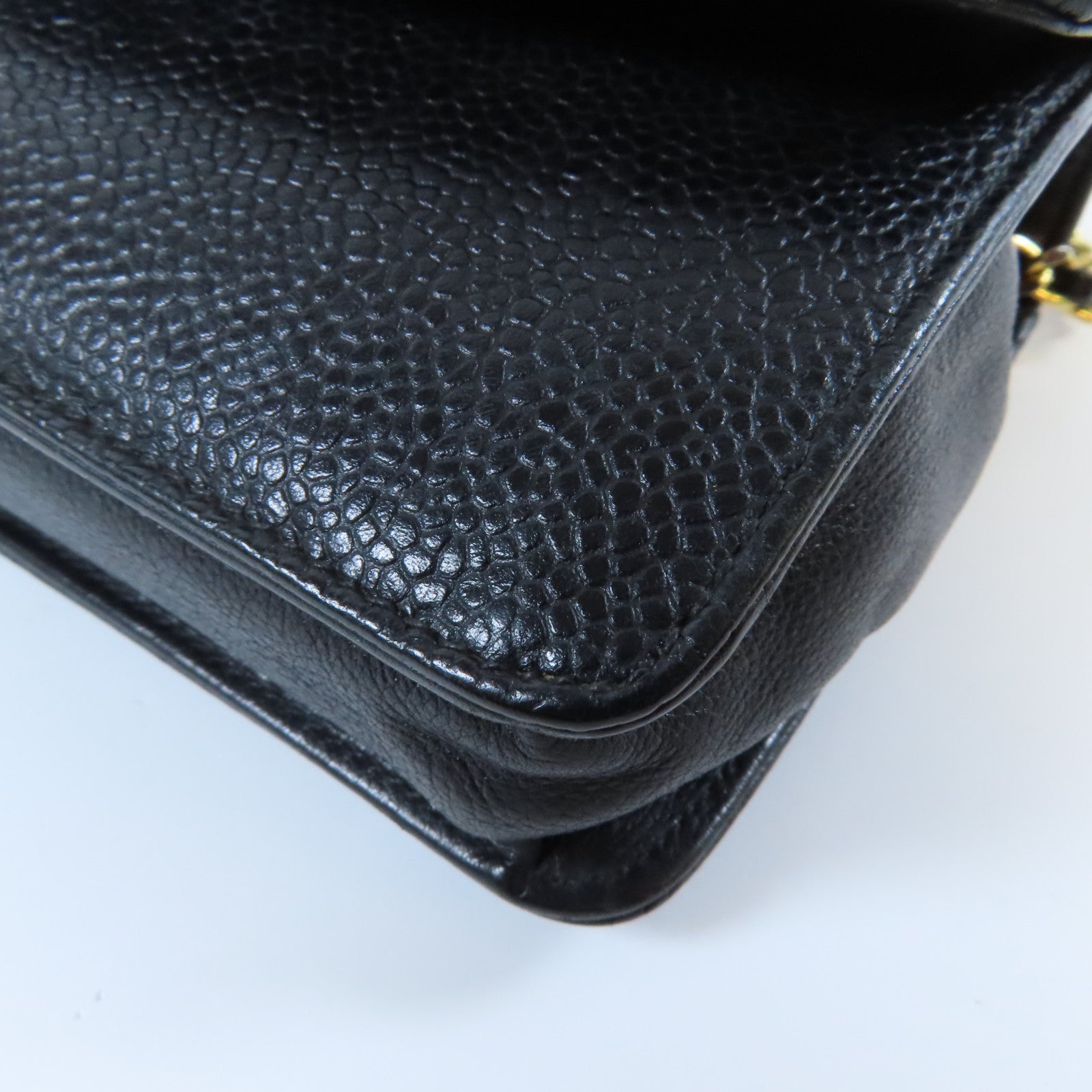 CHANEL Caviar皮革Chain Shoulder Bag金扣肩背袋黑色