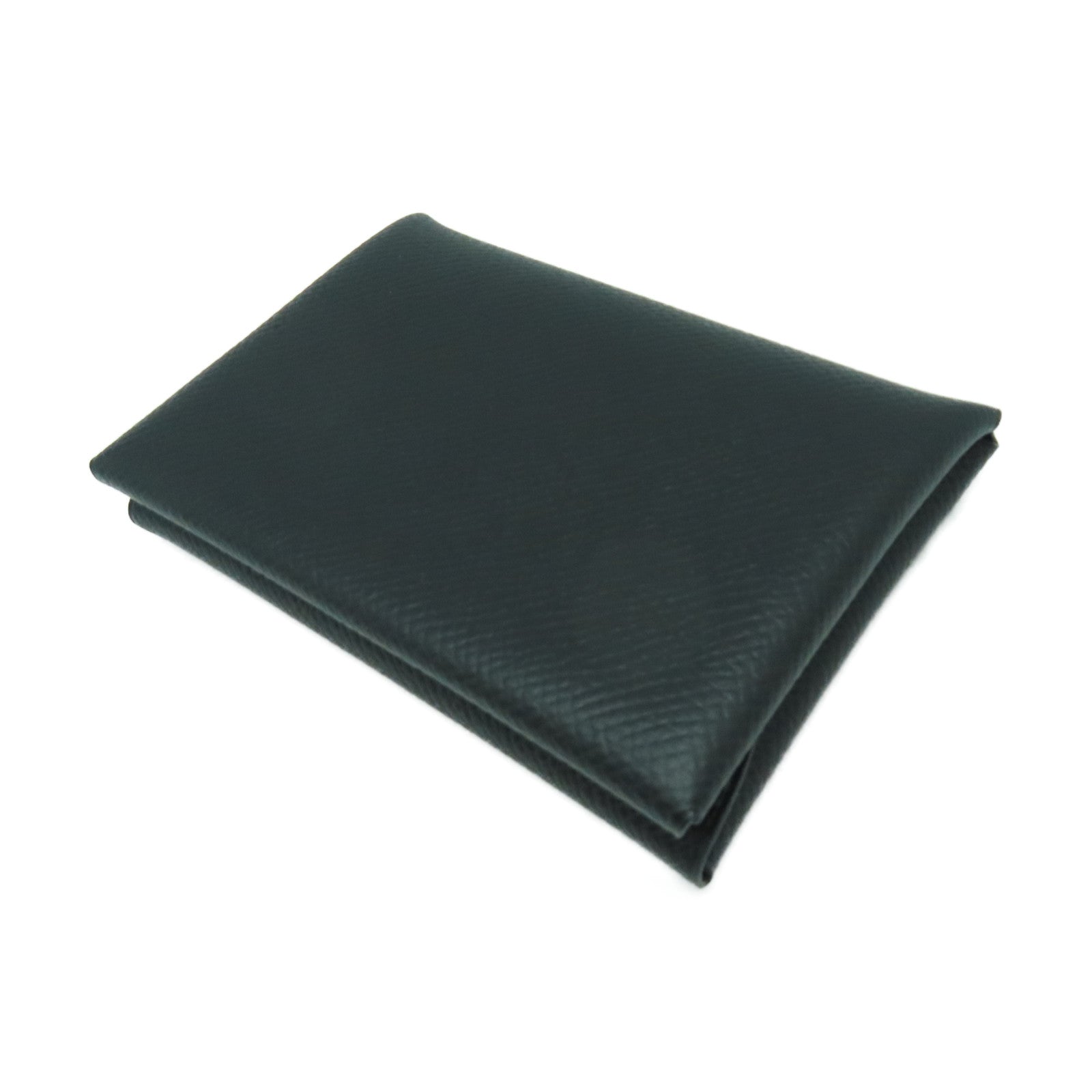 HERMES Epsom皮革Calvi Duo銀扣卡片套Noir黑色
