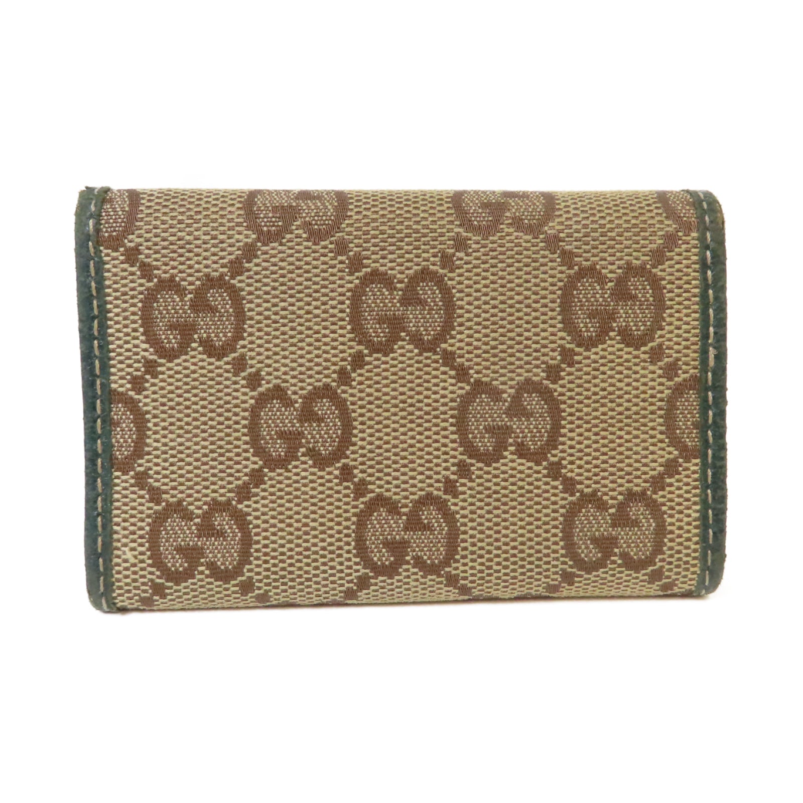 GUCCI 帆布Key Holder銀扣鎖匙包啡色/綠色