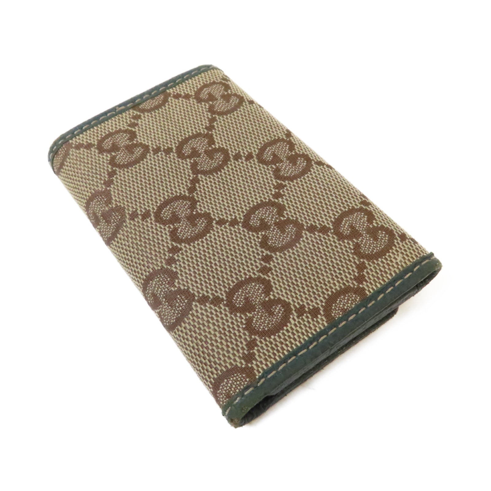 GUCCI 帆布Key Holder銀扣鎖匙包啡色/綠色