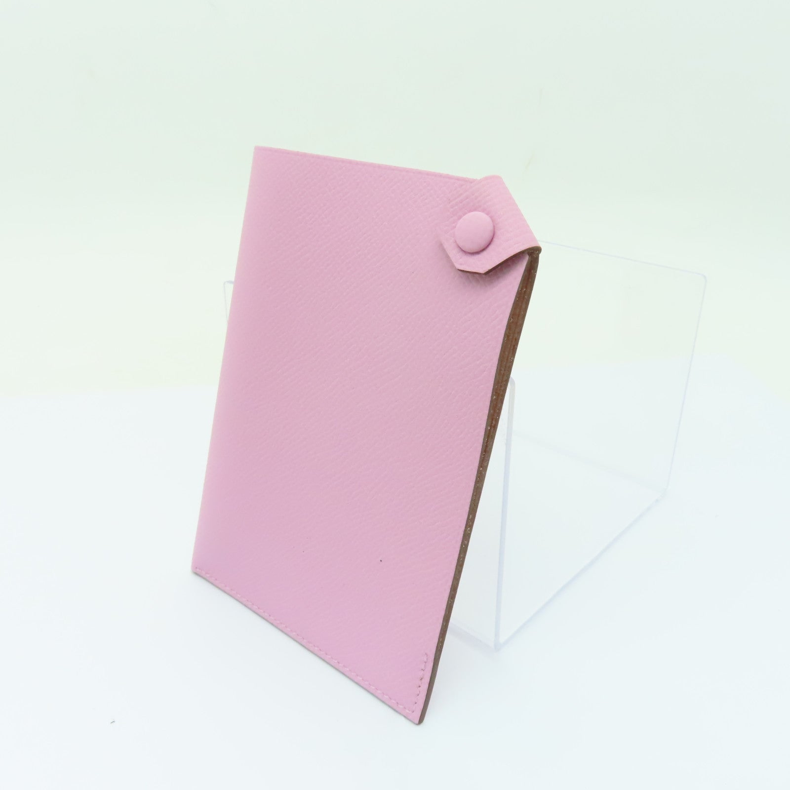 HERMES Epsom皮革Passbook Holder銀扣護照套Mauve Sylvestre粉紅色
