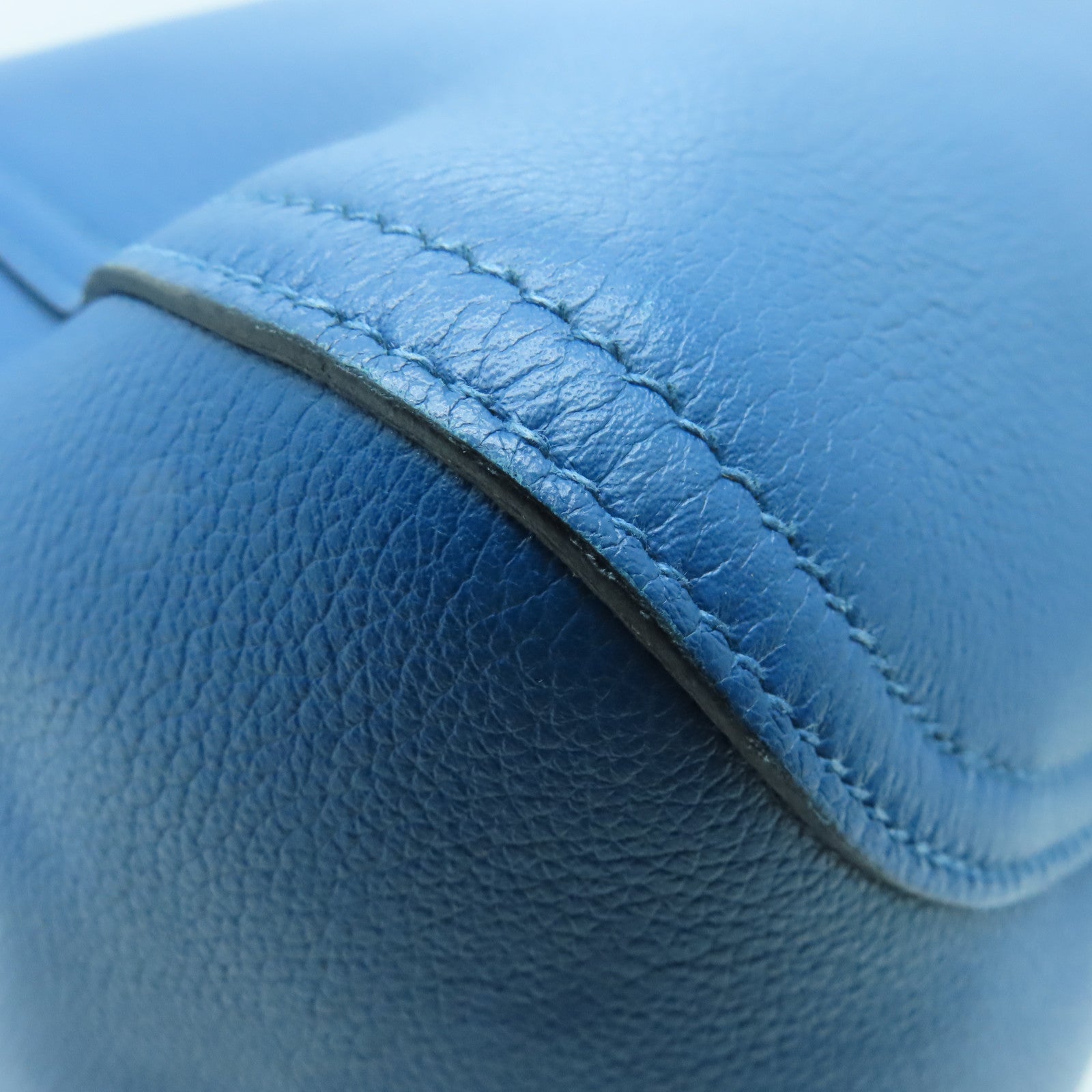 HERMES Evercolor Leather Oxer Silver Buckle Shoulder Bag Blue Colvert Blue
