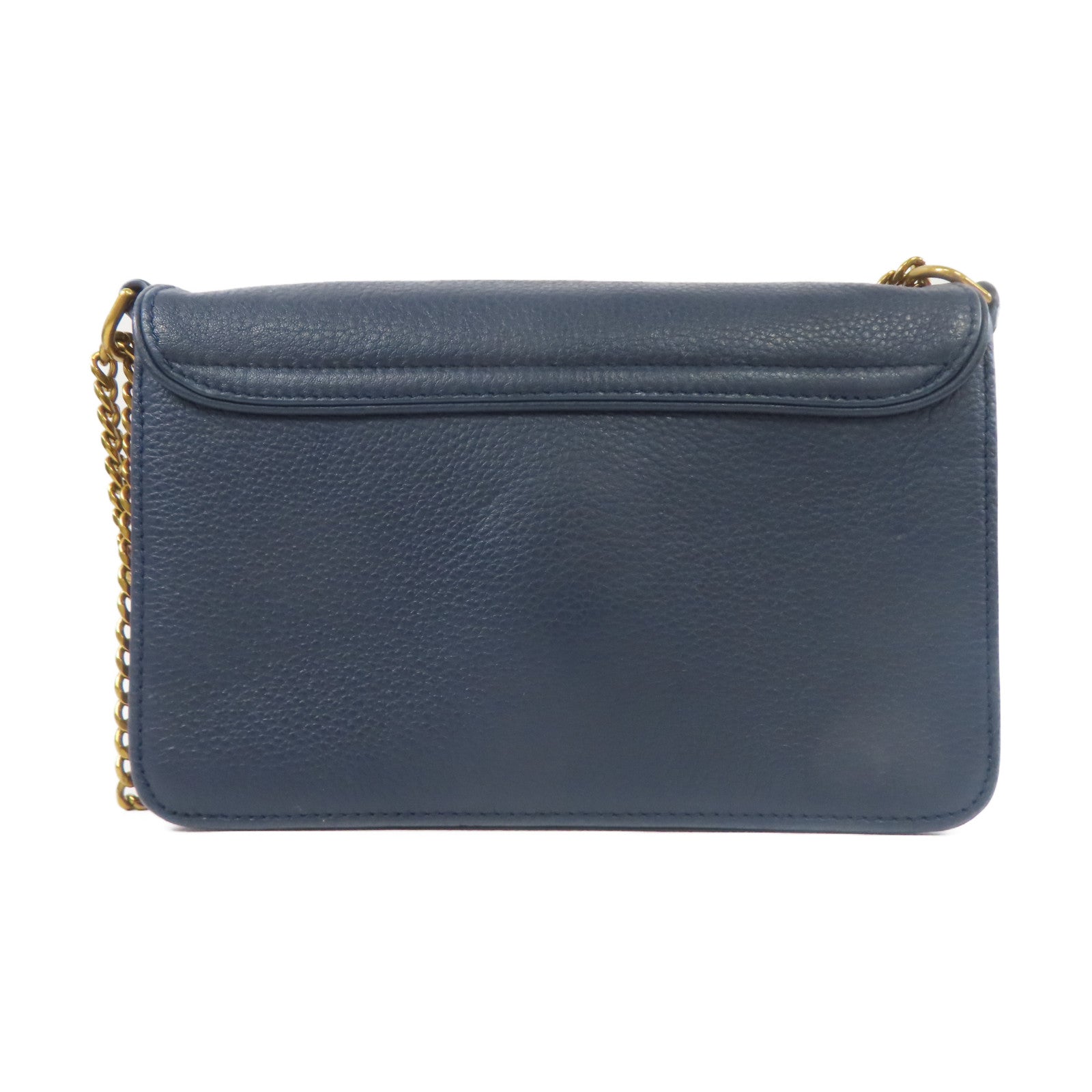 Tory Burch 牛皮皮革Shoulder Bag金扣鏈帶肩背袋藍色