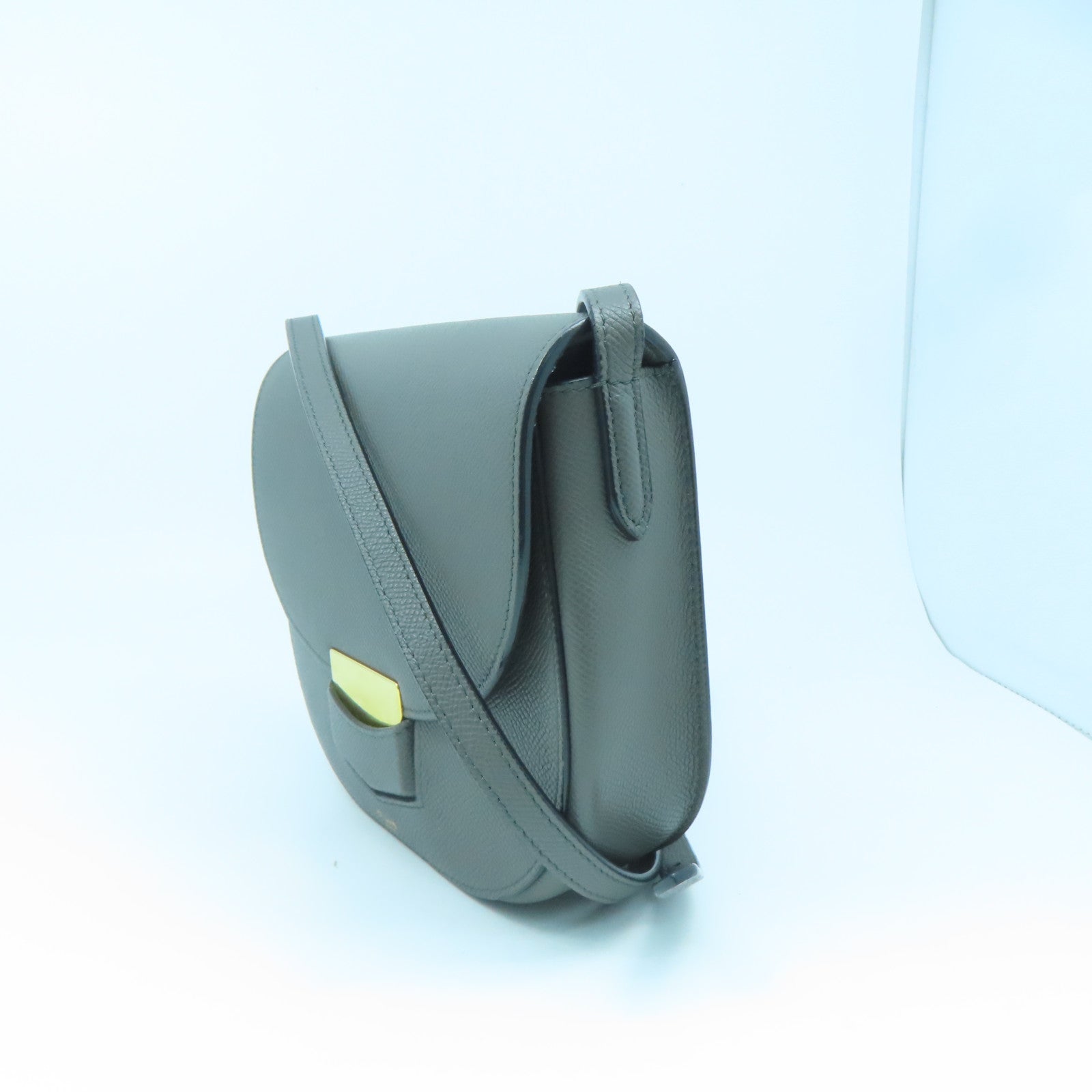 CELINE Trotter Gold Buckle Shoulder Bag in Cowhide Leather Gray