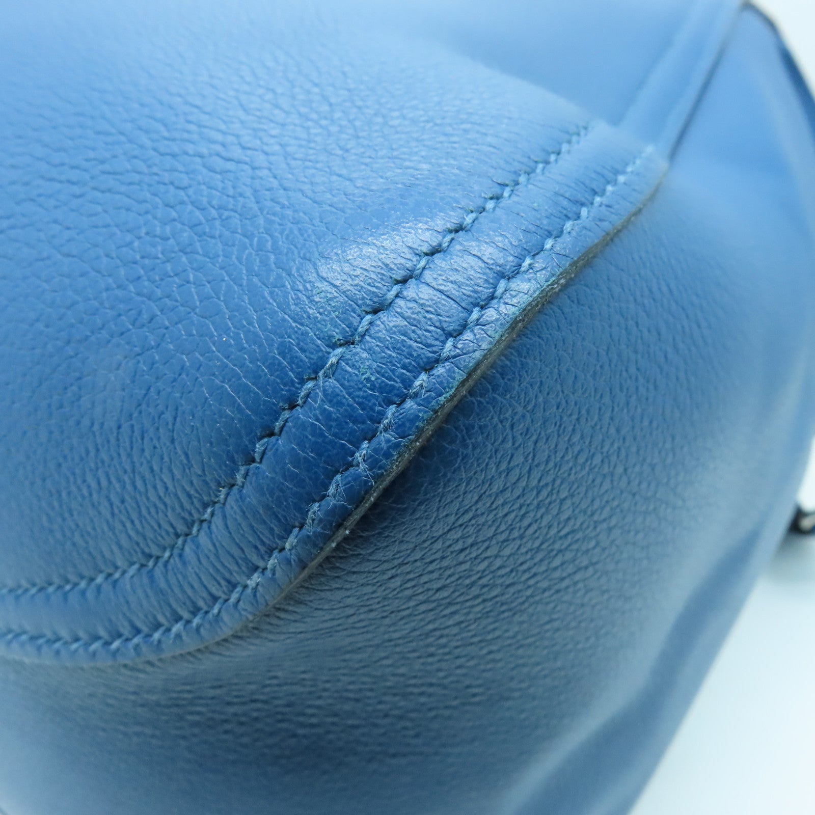 HERMES Evercolor Leather Oxer Silver Buckle Shoulder Bag Blue Colvert Blue