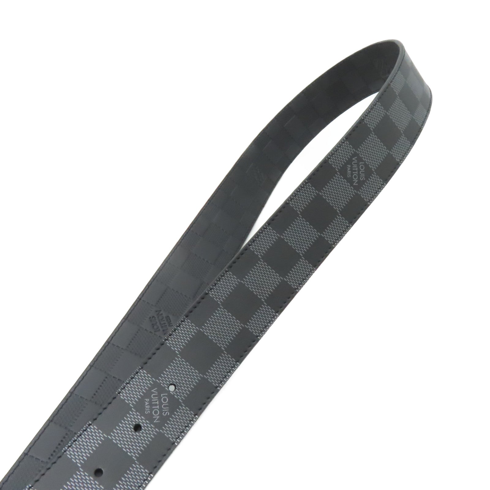 LOUIS VUITTON Damier Infini Reversible Belt銀扣皮帶黑白/灰色
