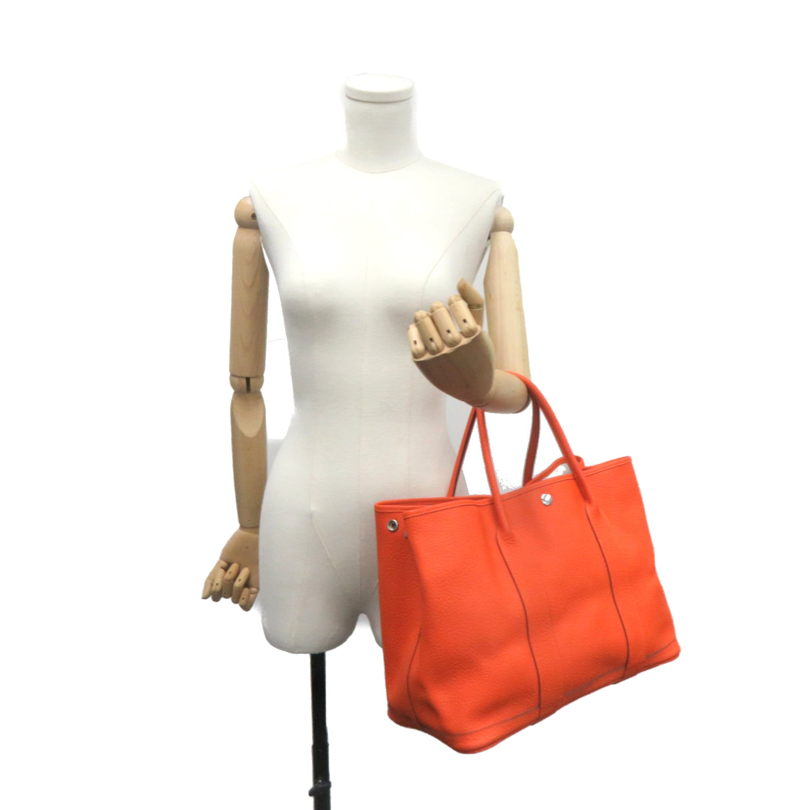HERMES 【激減優惠】Negonda皮革Garden Party PM Hand Bag手挽袋Feu橙色