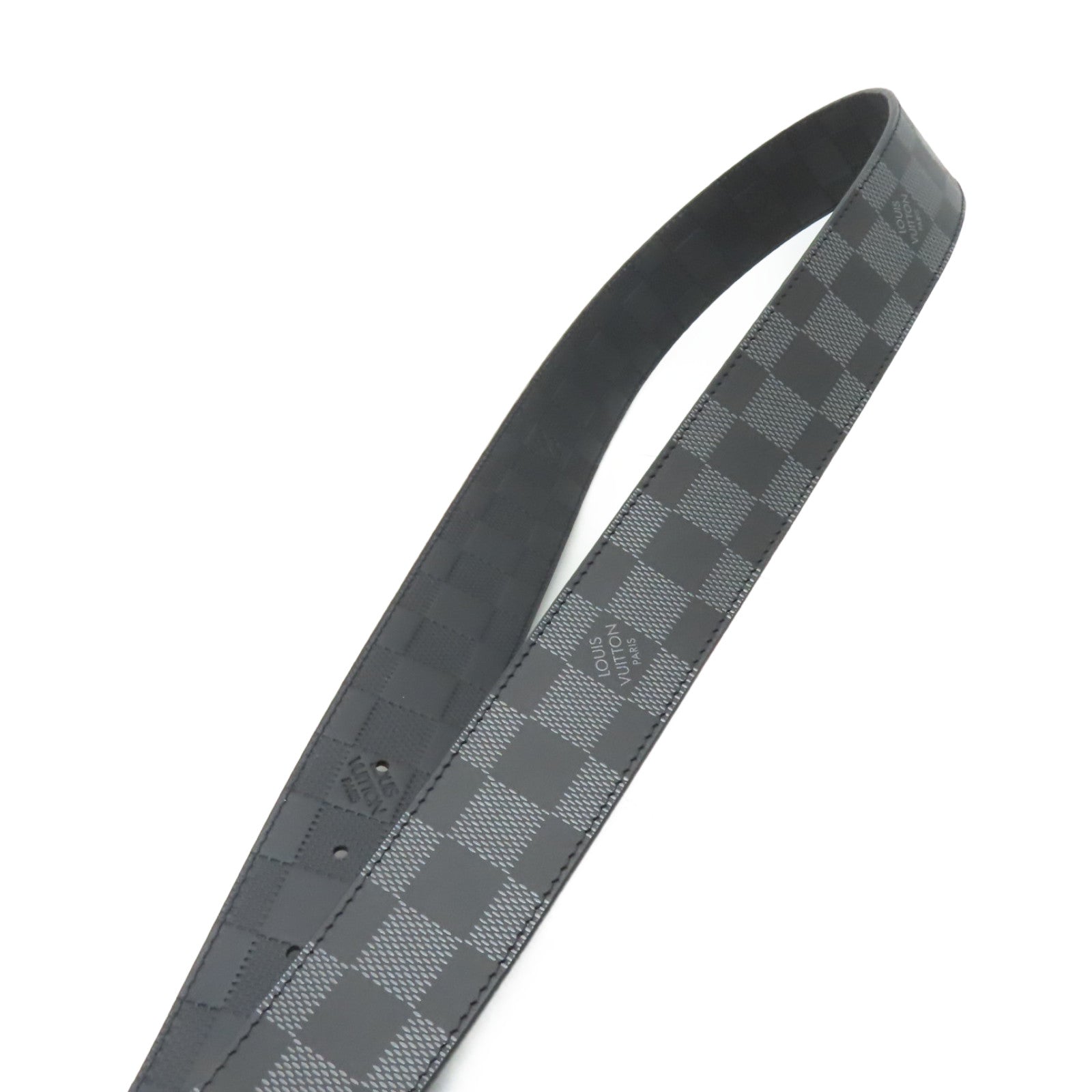 LOUIS VUITTON Damier Infini Reversible Belt銀扣皮帶黑白/灰色
