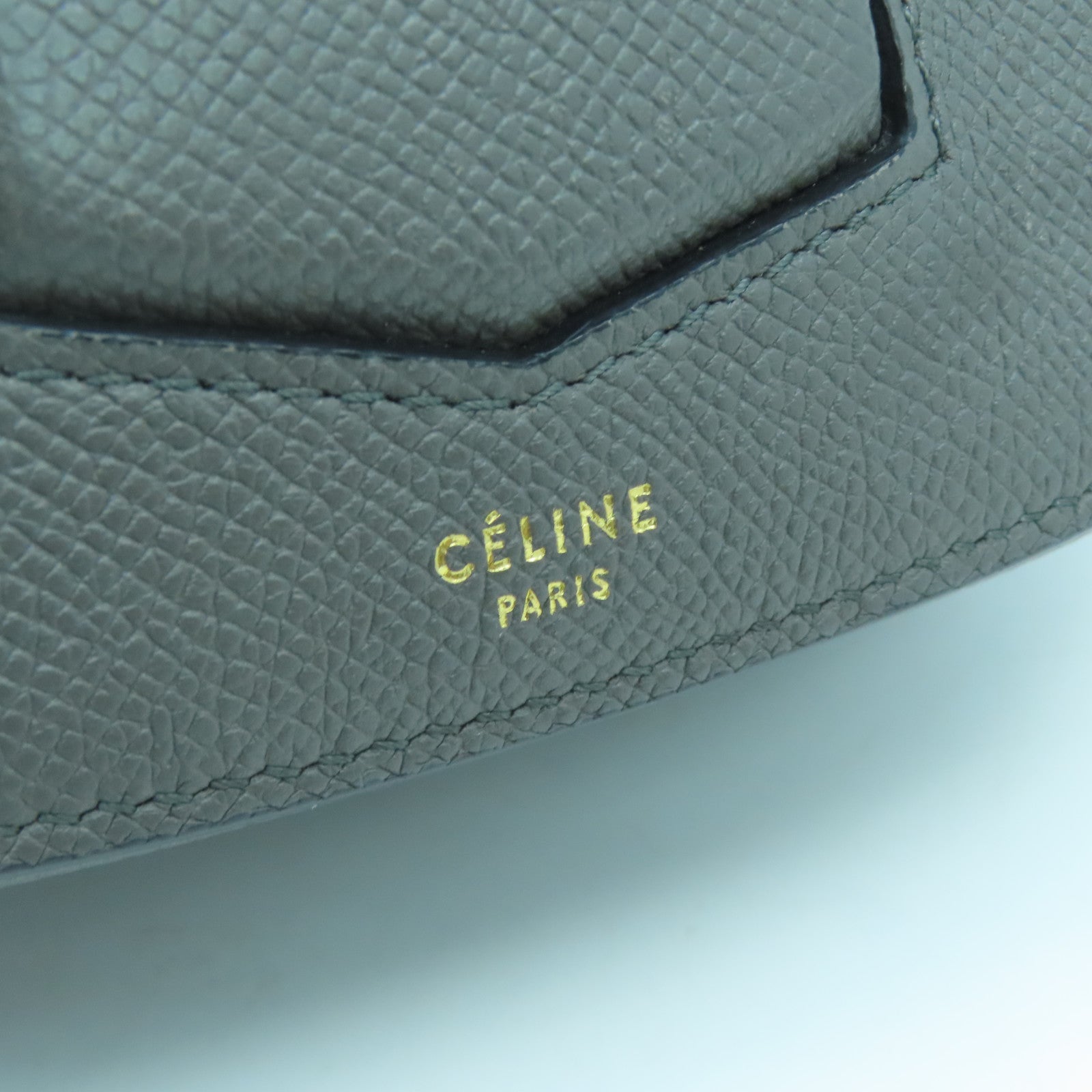 CELINE Trotter Gold Buckle Shoulder Bag in Cowhide Leather Gray