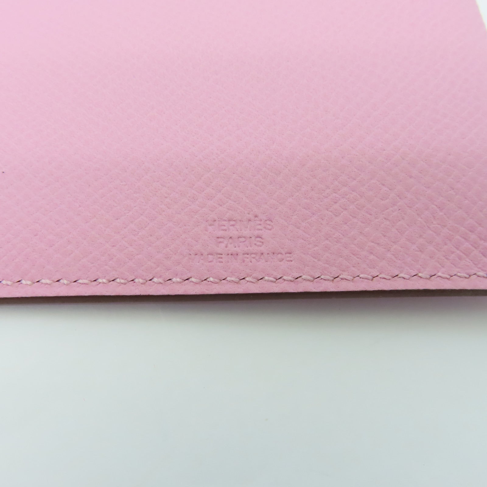 HERMES Epsom皮革Passbook Holder銀扣護照套Mauve Sylvestre粉紅色