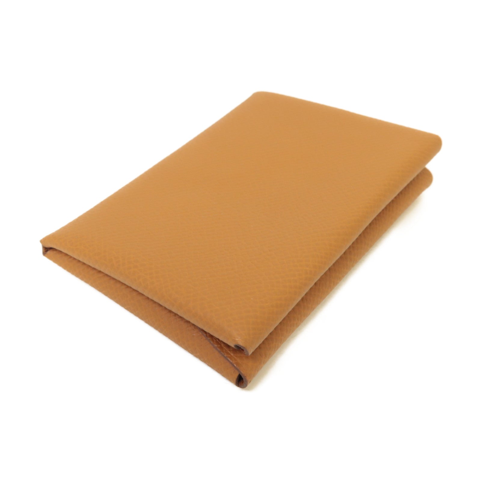 HERMES Epsom皮革Duo Card Case銀扣卡片套棕色