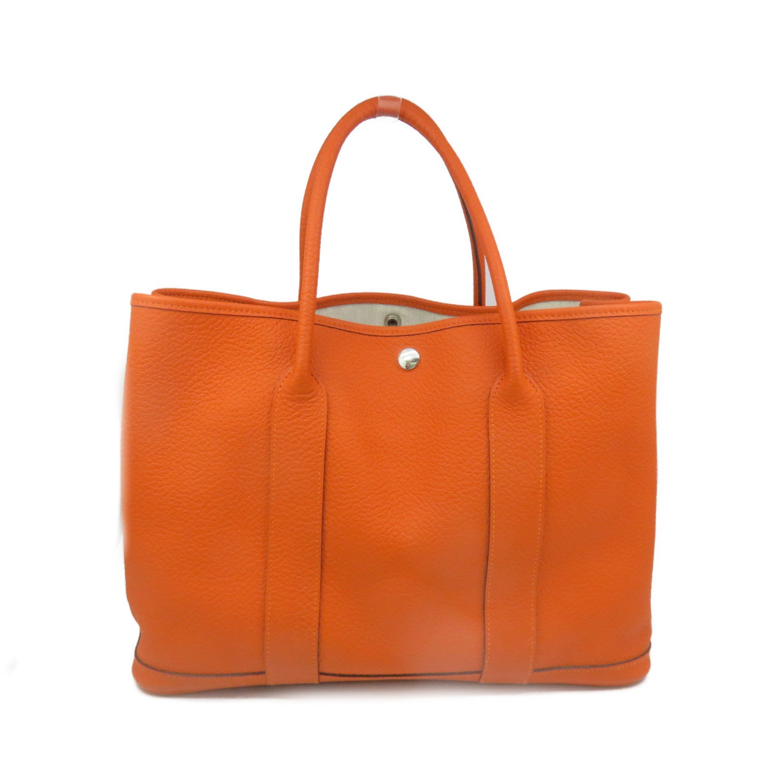 HERMES 【激減優惠】Negonda皮革Garden Party PM Hand Bag手挽袋Feu橙色