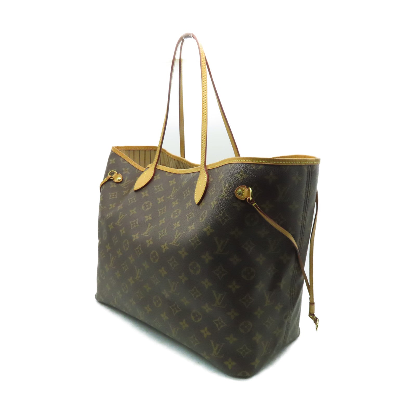 LOUIS VUITTON Monogram Neverfull GM金扣手挽袋啡色
