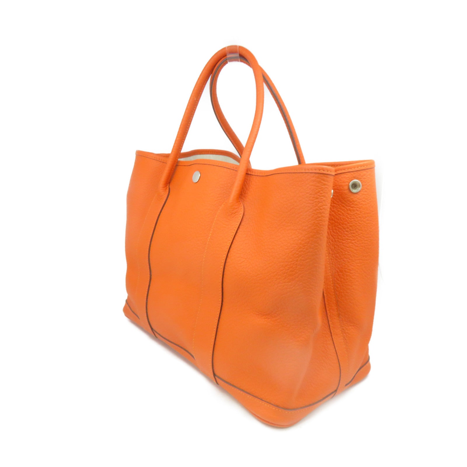 HERMES 【激減優惠】Negonda皮革Garden Party PM Hand Bag手挽袋Feu橙色