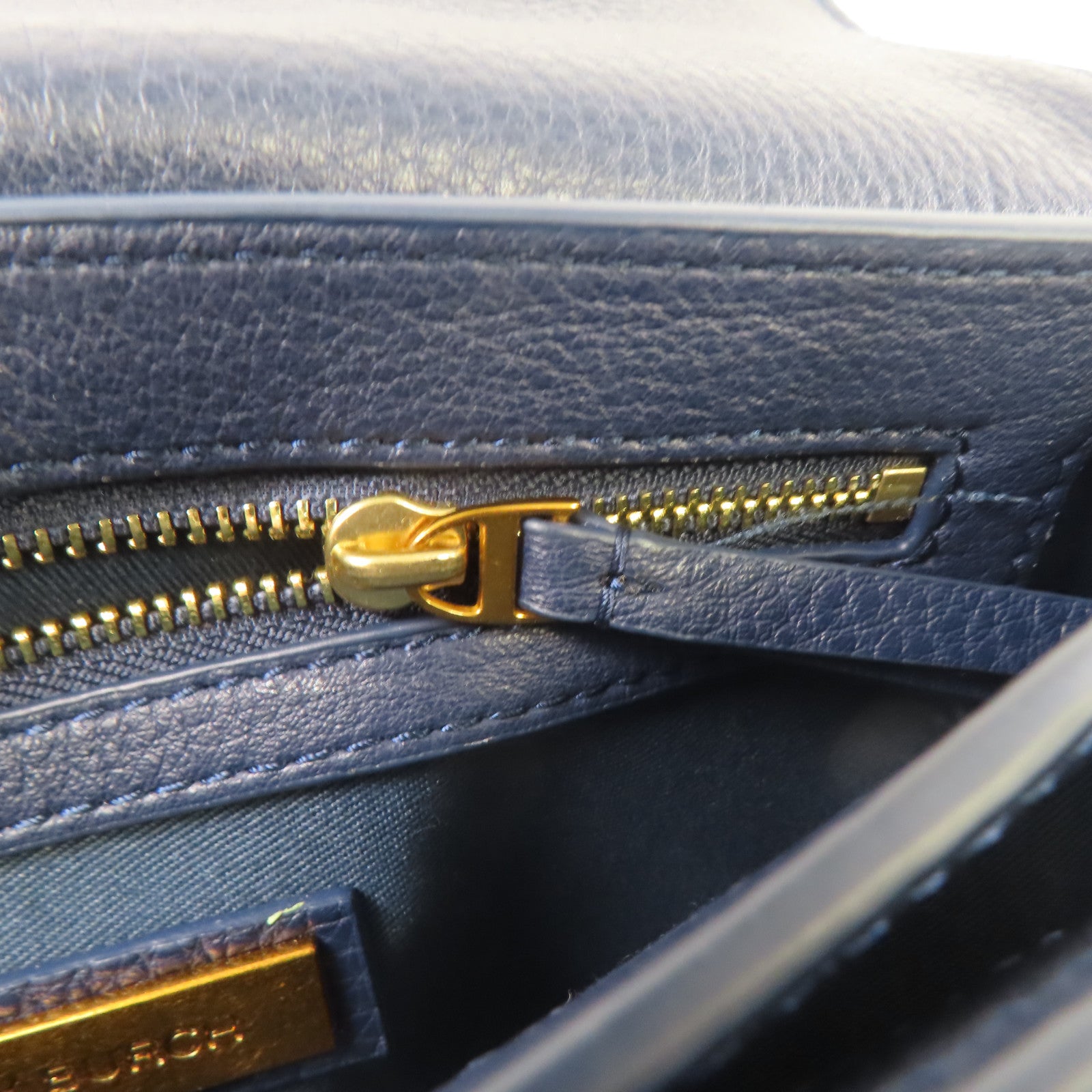 Tory Burch 牛皮皮革Shoulder Bag金扣鏈帶肩背袋藍色