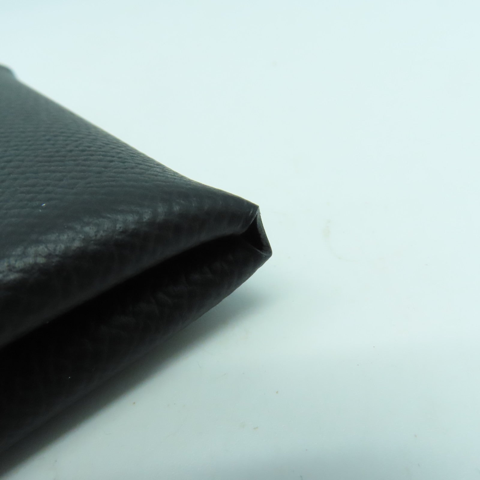 HERMES Epsom皮革Calvi Duo銀扣卡片套Noir黑色