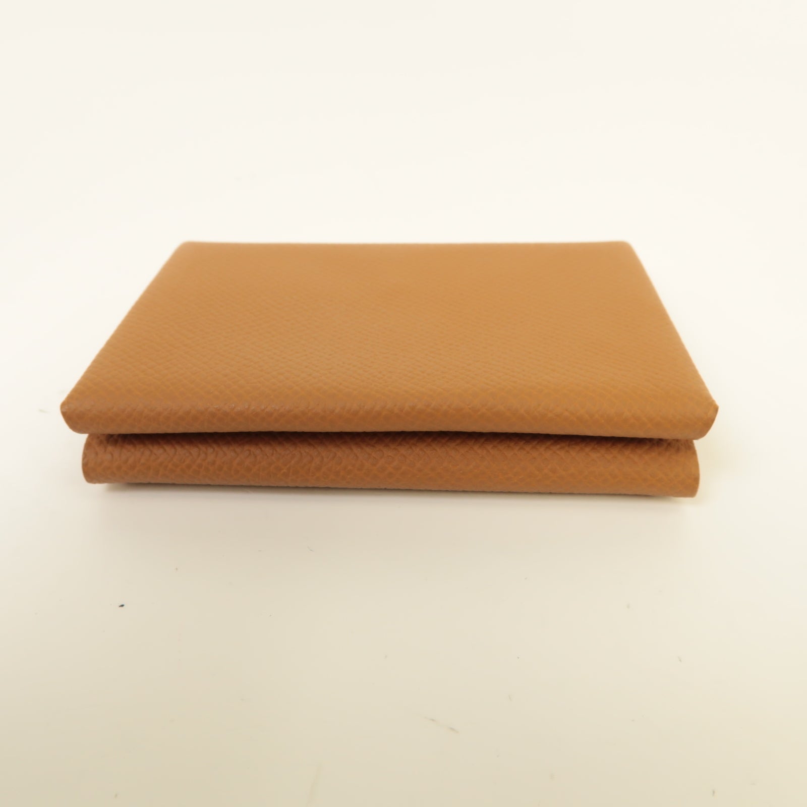 HERMES Epsom皮革Duo Card Case銀扣卡片套棕色