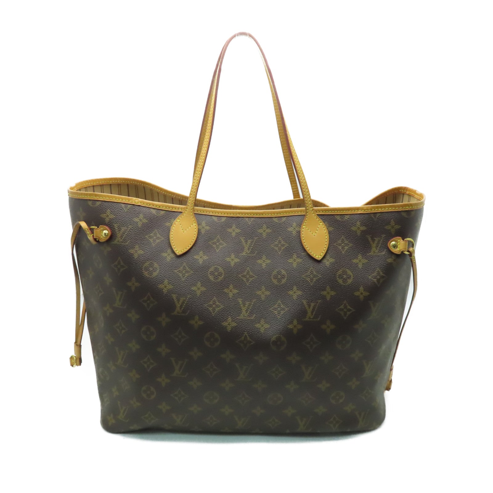 LOUIS VUITTON Monogram Neverfull GM金扣手挽袋啡色