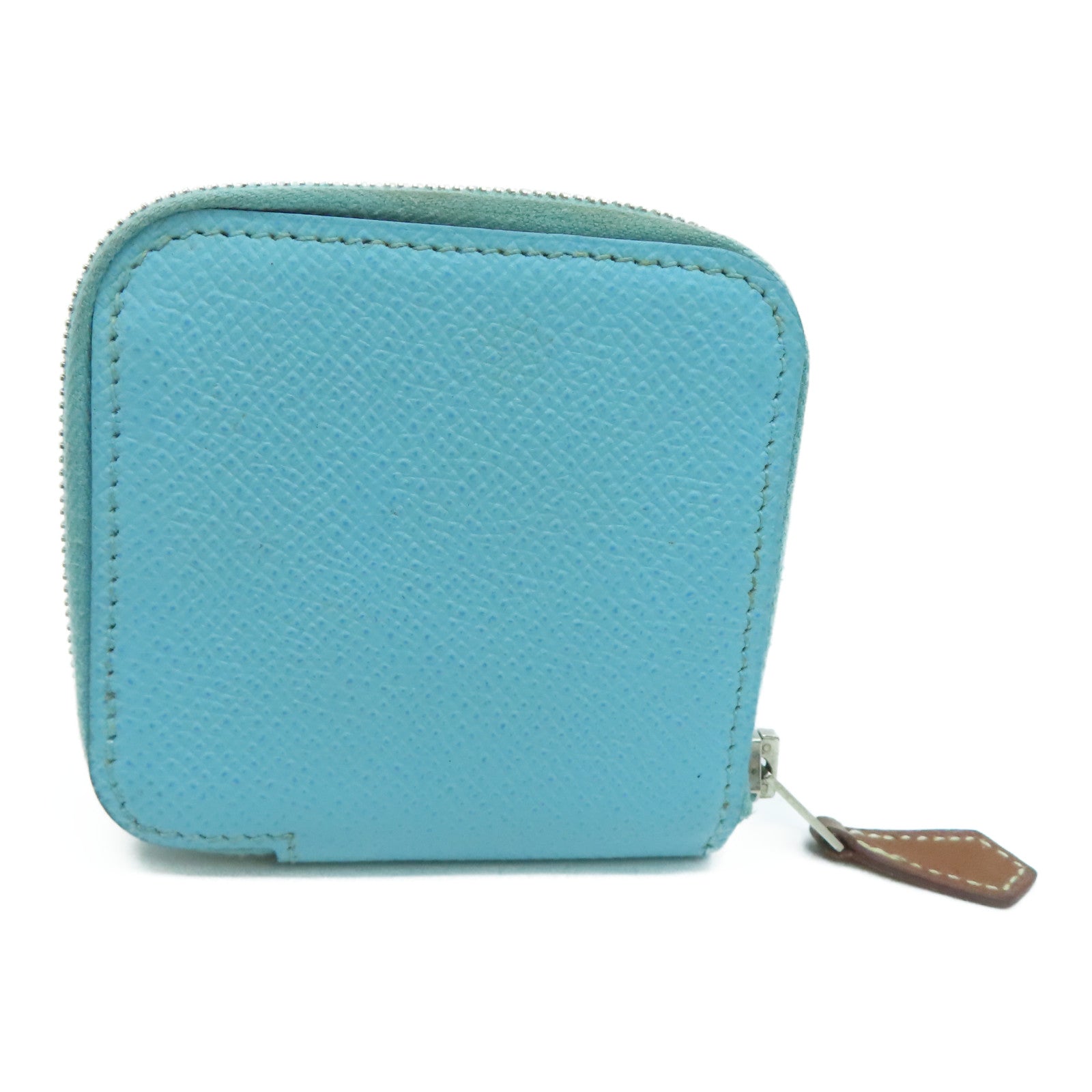 HERMES 【激減優惠】Epsom皮革Silk In Change Purse銀扣零錢包藍色