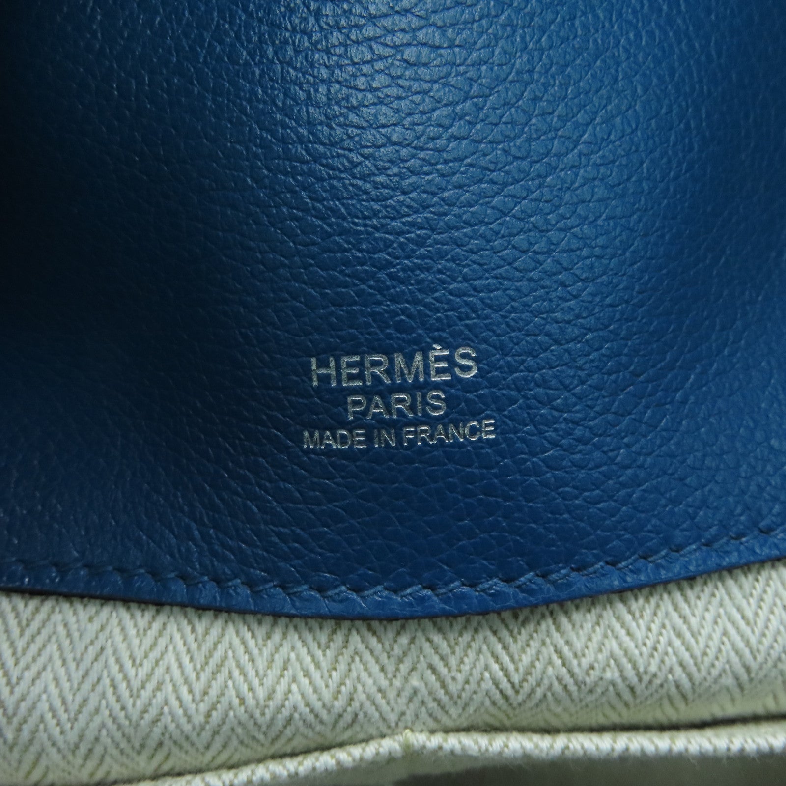 HERMES Evercolor Leather Oxer Silver Buckle Shoulder Bag Blue Colvert Blue