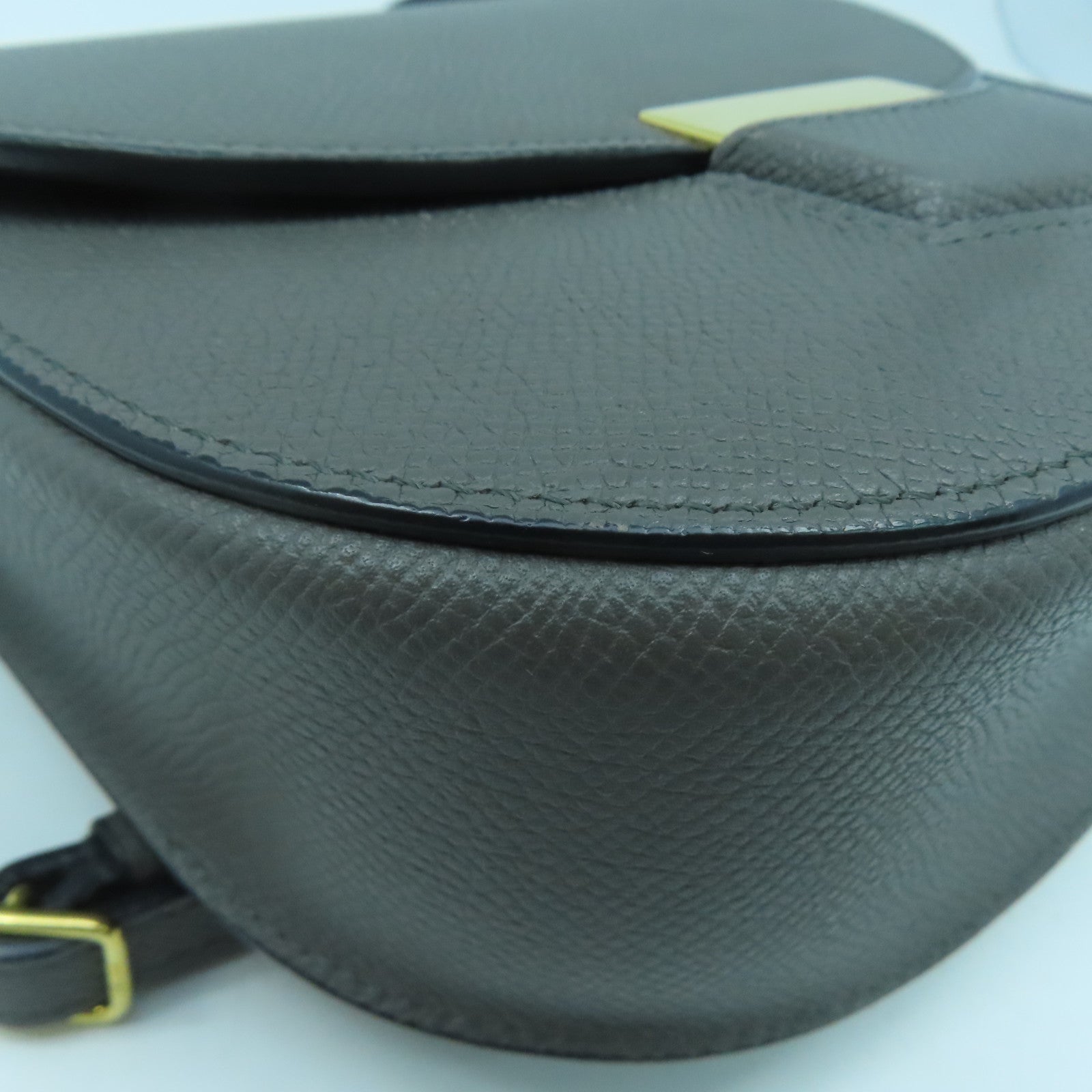 CELINE Trotter Gold Buckle Shoulder Bag in Cowhide Leather Gray