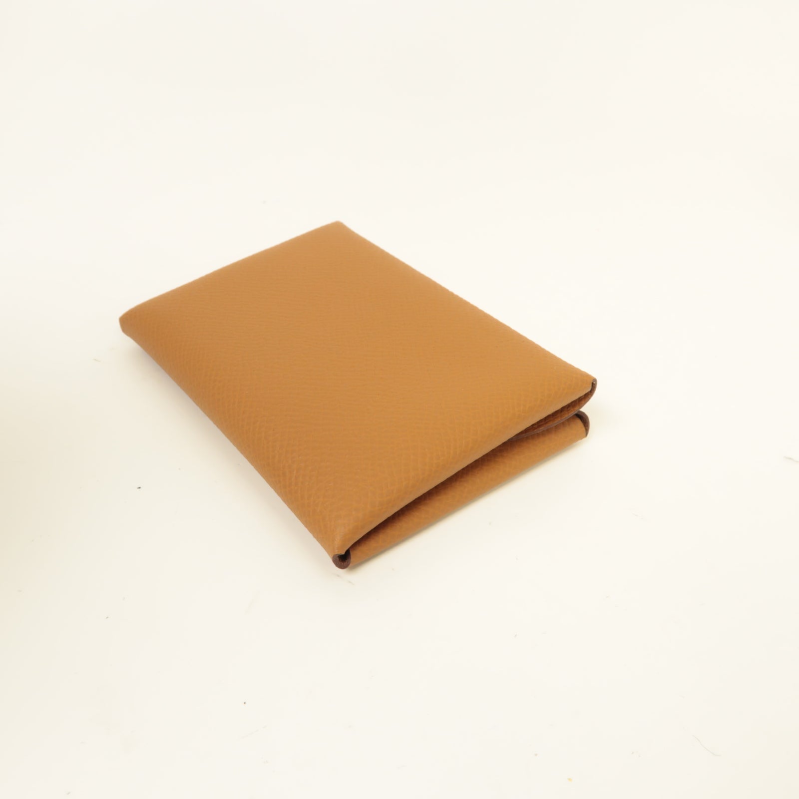 HERMES Epsom皮革Duo Card Case銀扣卡片套棕色