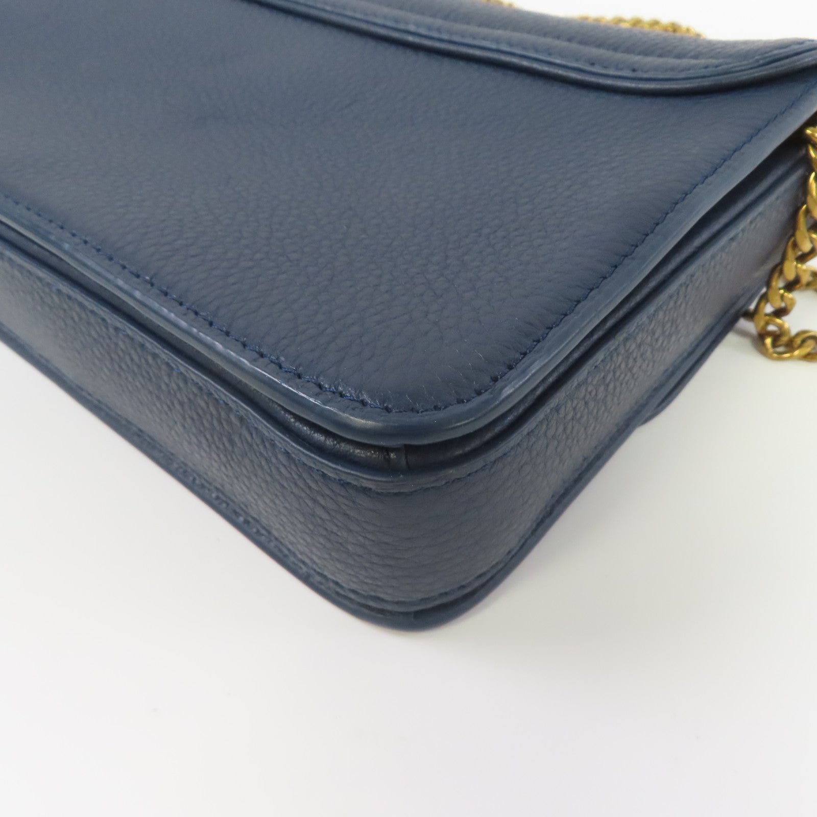 Tory Burch 牛皮皮革Shoulder Bag金扣鏈帶肩背袋藍色