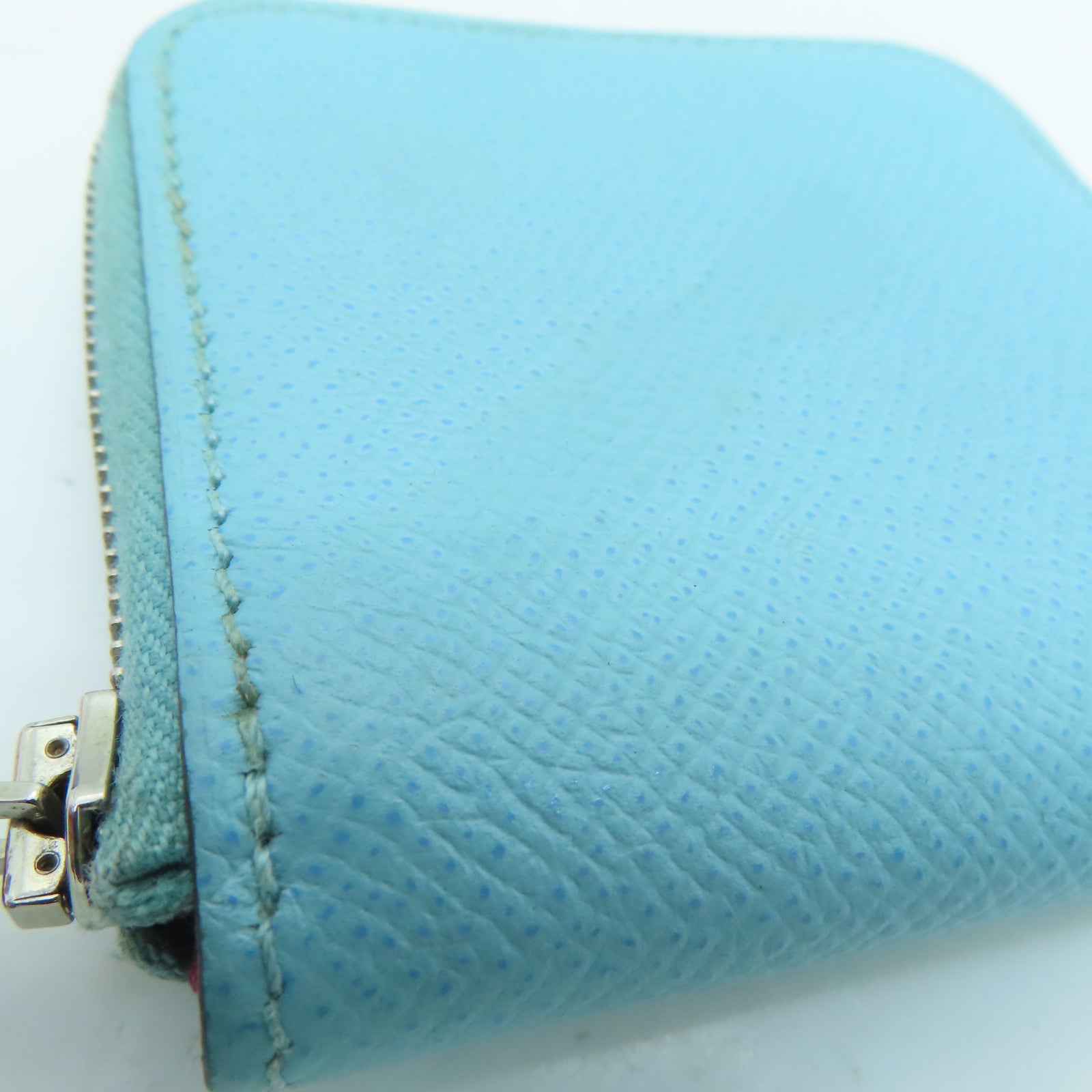 HERMES 【激減優惠】Epsom皮革Silk In Change Purse銀扣零錢包藍色