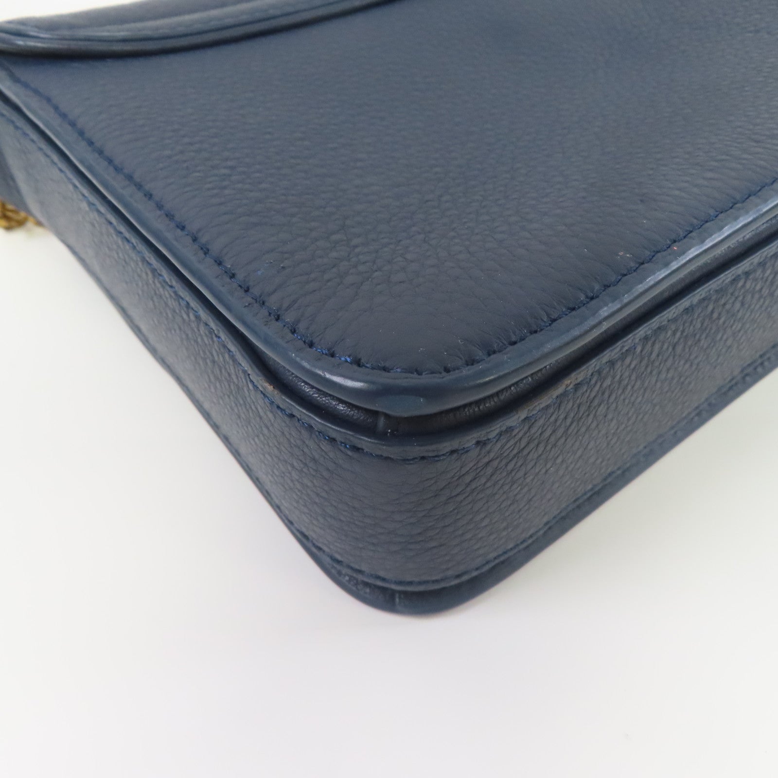 Tory Burch 牛皮皮革Shoulder Bag金扣鏈帶肩背袋藍色