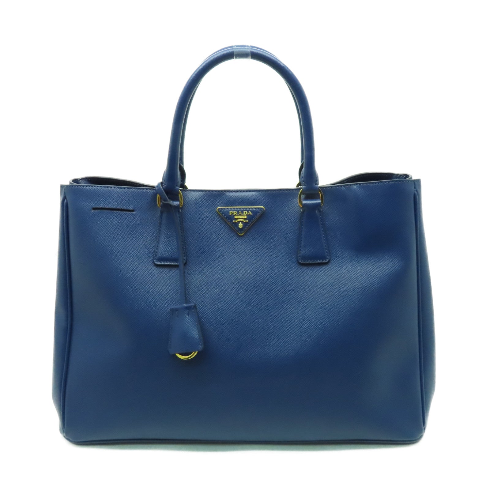 PRADA Saffiano皮革Tote Bag金扣手挽袋藍色