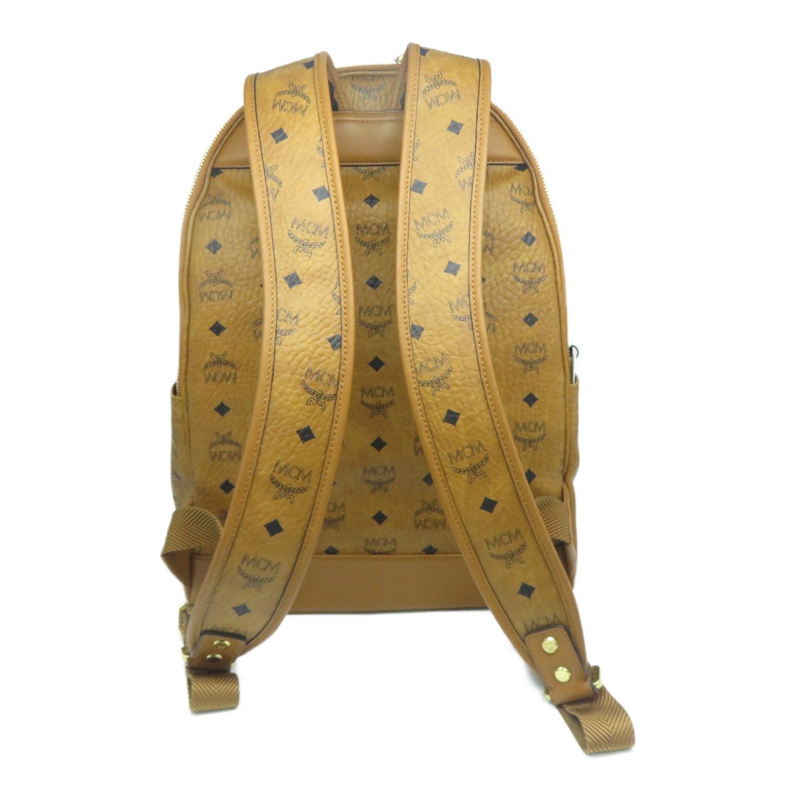 MCM 【激減優惠】牛皮皮革Backpack金扣背包啡色
