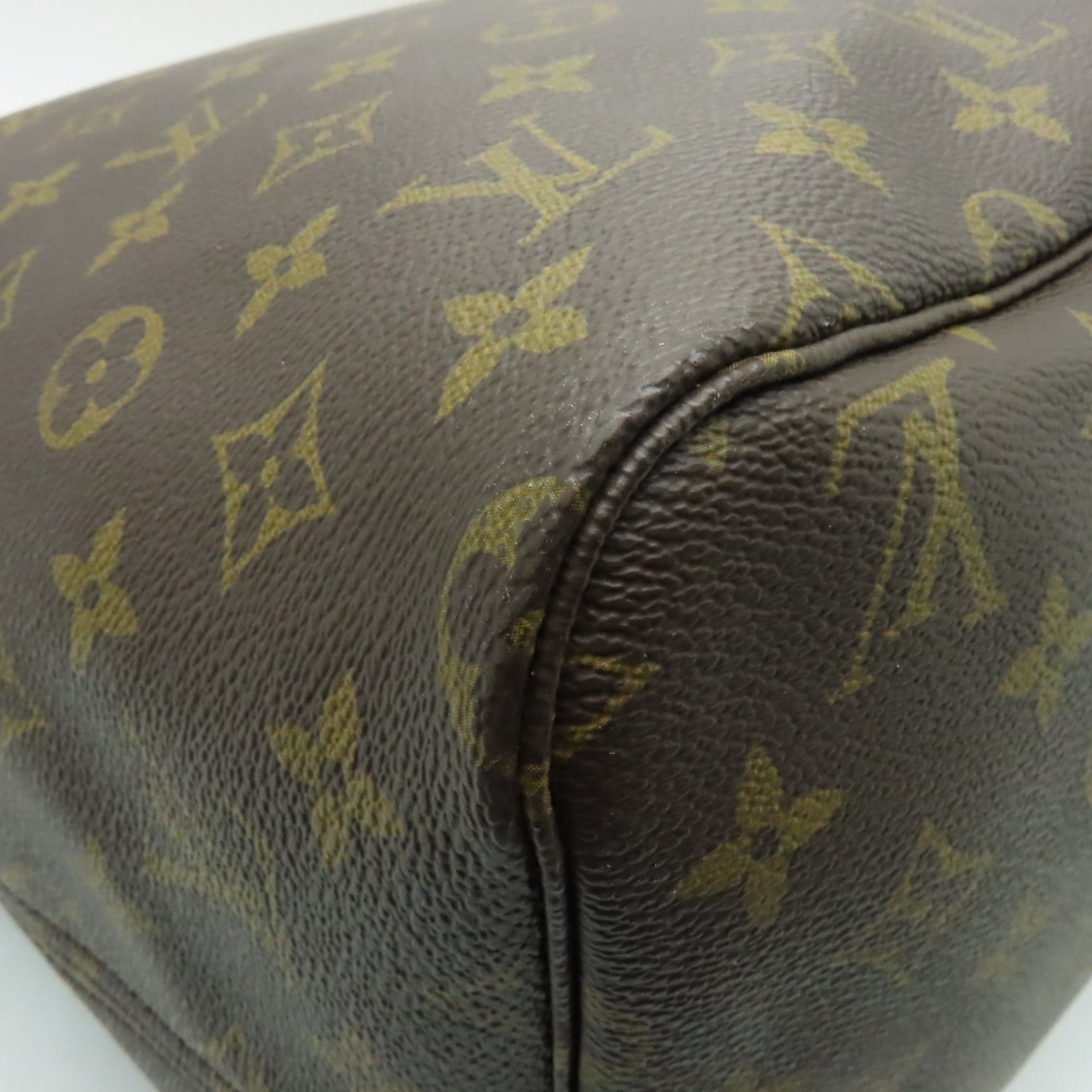 LOUIS VUITTON Monogram Neverfull GM金扣手挽袋啡色