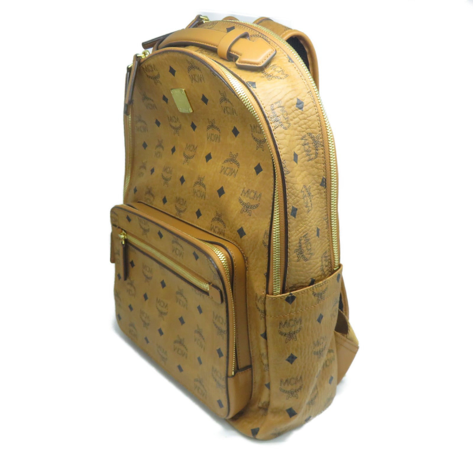 MCM 【激減優惠】牛皮皮革Backpack金扣背包啡色