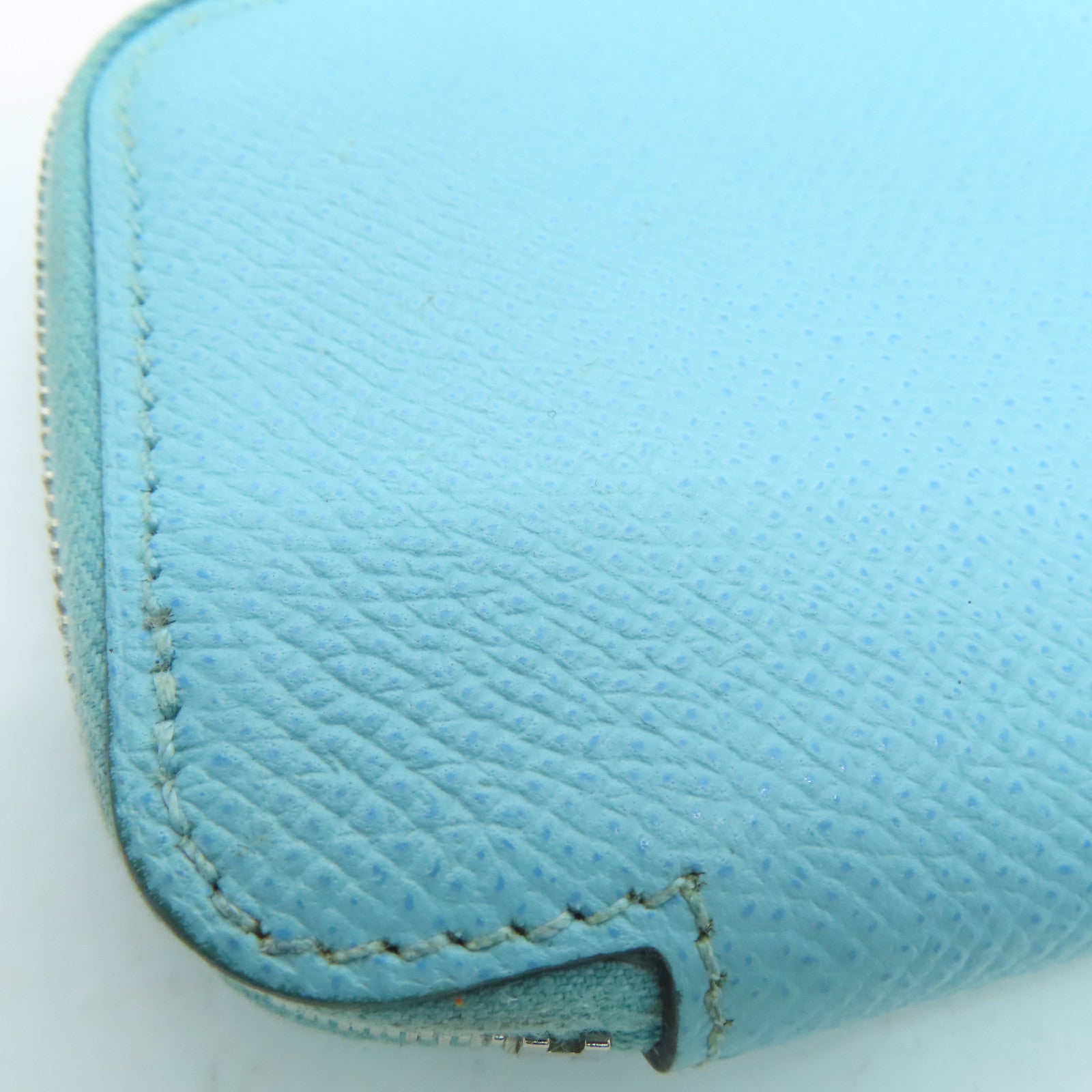 HERMES 【激減優惠】Epsom皮革Silk In Change Purse銀扣零錢包藍色