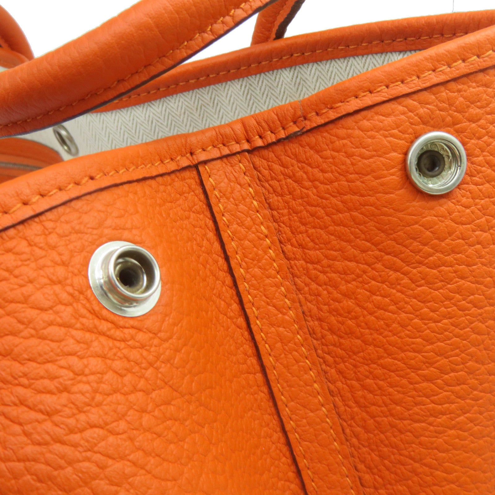 HERMES 【激減優惠】Negonda皮革Garden Party PM Hand Bag手挽袋Feu橙色