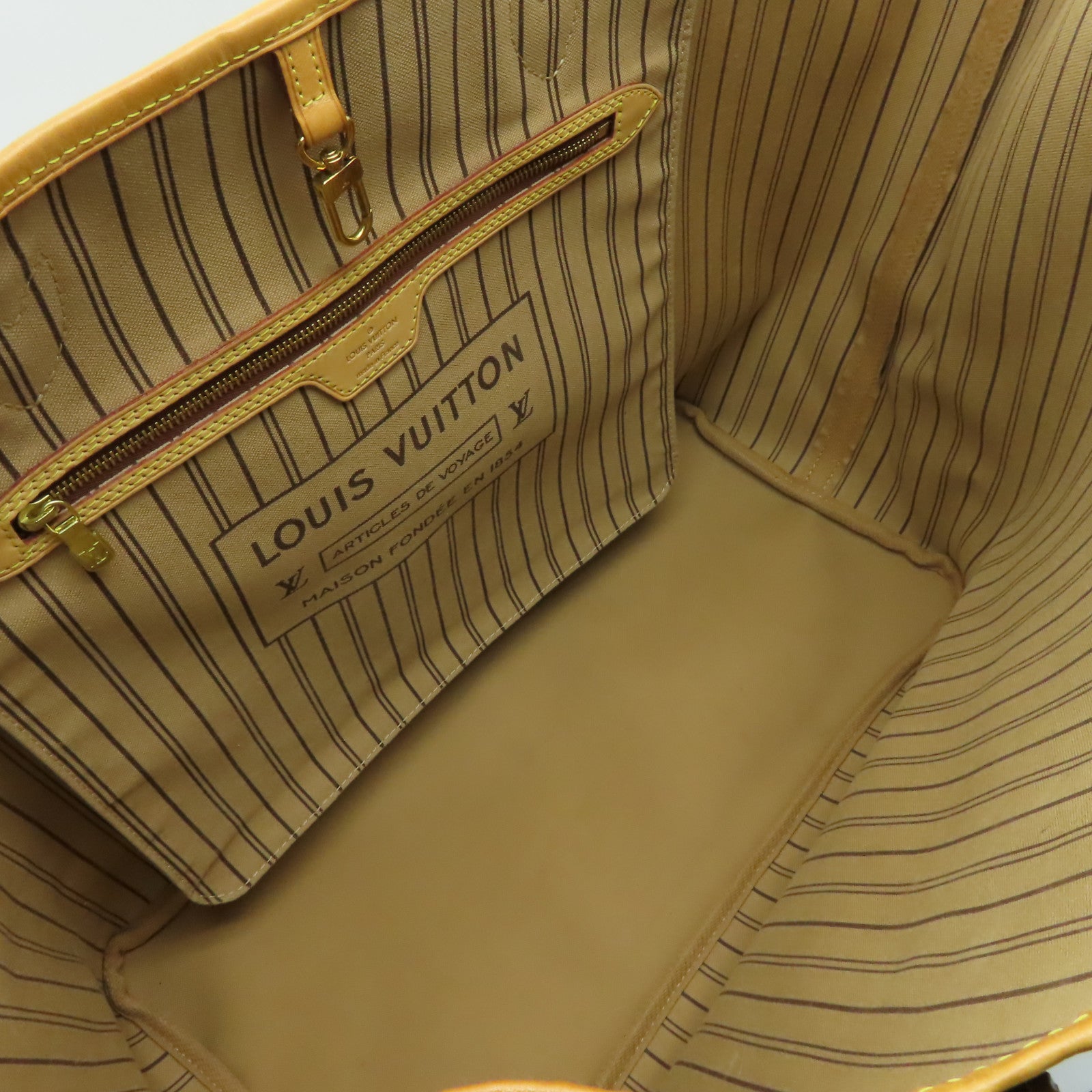 LOUIS VUITTON Monogram Neverfull GM金扣手挽袋啡色